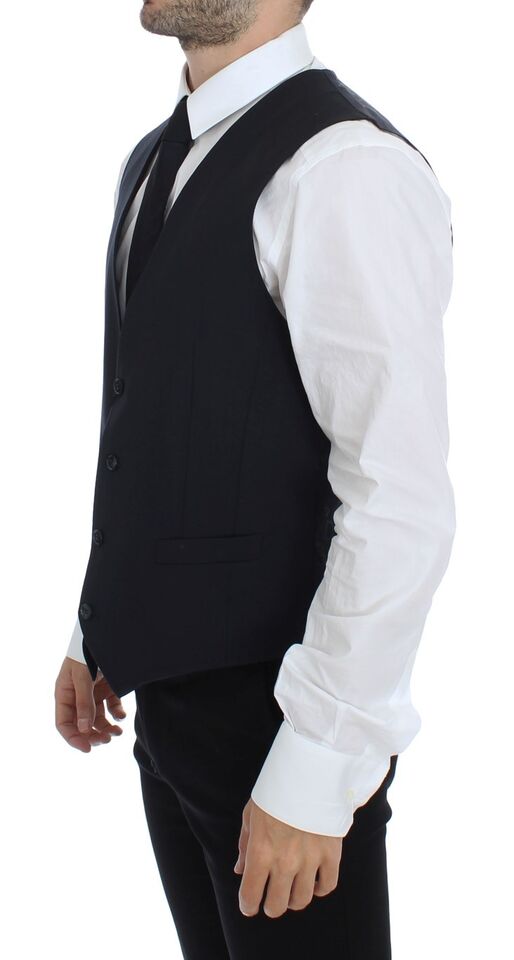 Dolce & Gabbana Blue Cotton Stretch Dress Vest Blazer - Whispers Of Wisdom Clothing