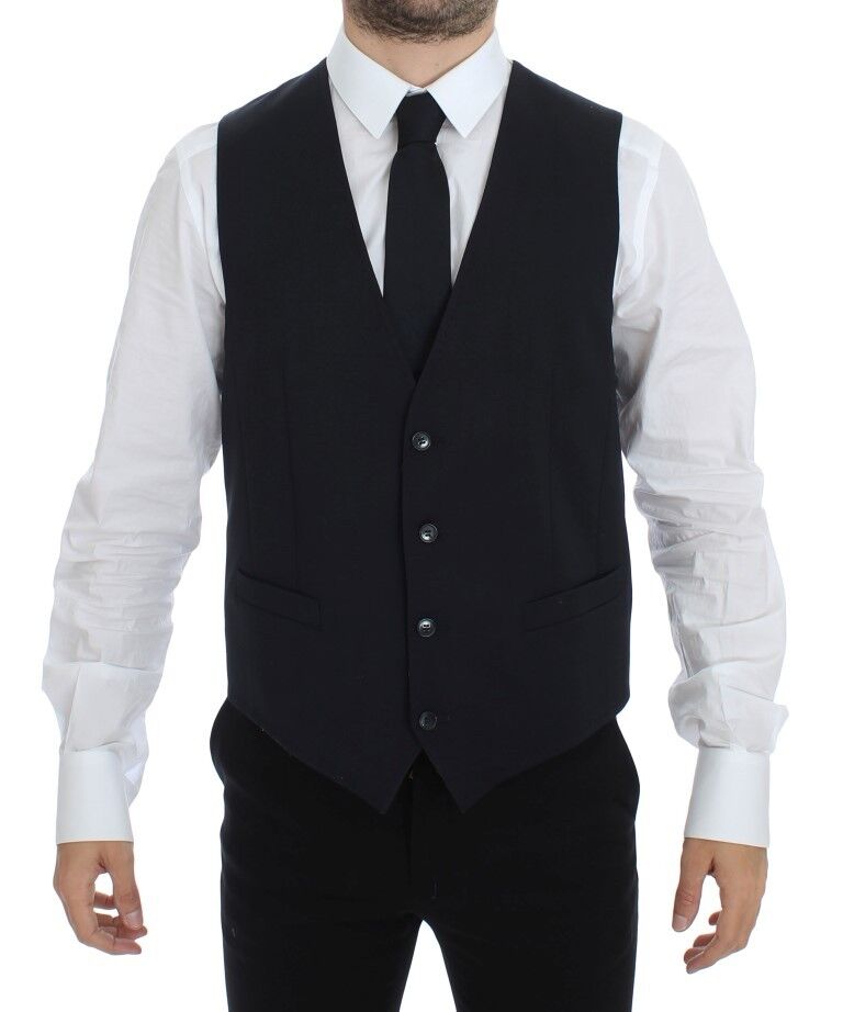 Dolce & Gabbana Blue Cotton Stretch Dress Vest Blazer - Whispers Of Wisdom Clothing