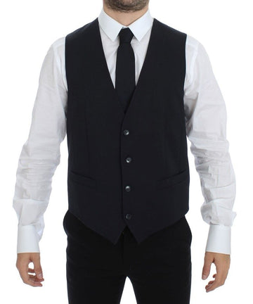 Dolce & Gabbana Blue Cotton Stretch Dress Vest Blazer - Whispers Of Wisdom Clothing