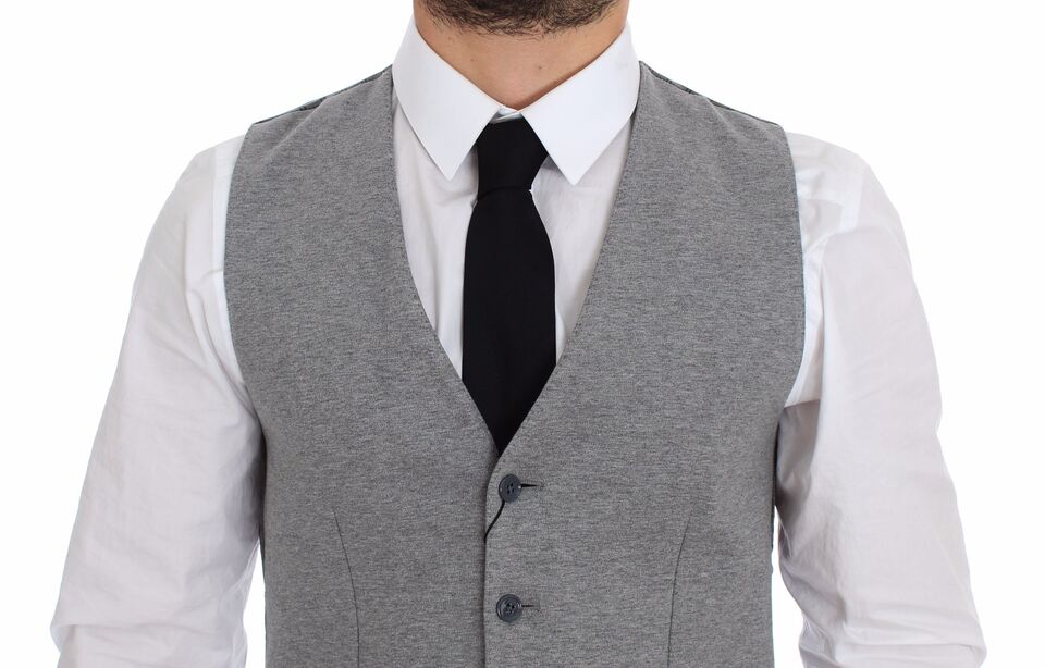 Dolce & Gabbana Gray Cotton Stretch Dress Vest Blazer - Whispers Of Wisdom Clothing