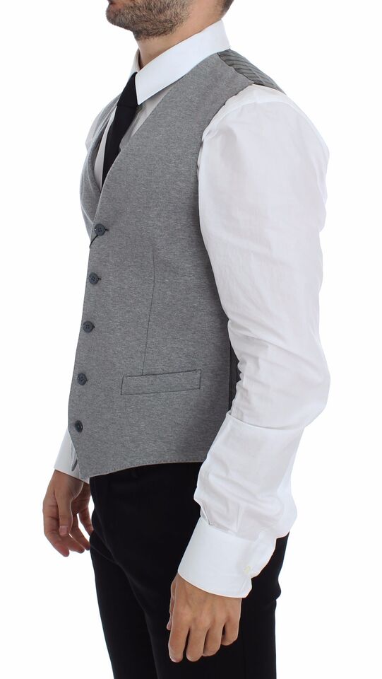 Dolce & Gabbana Gray Cotton Stretch Dress Vest Blazer - Whispers Of Wisdom Clothing