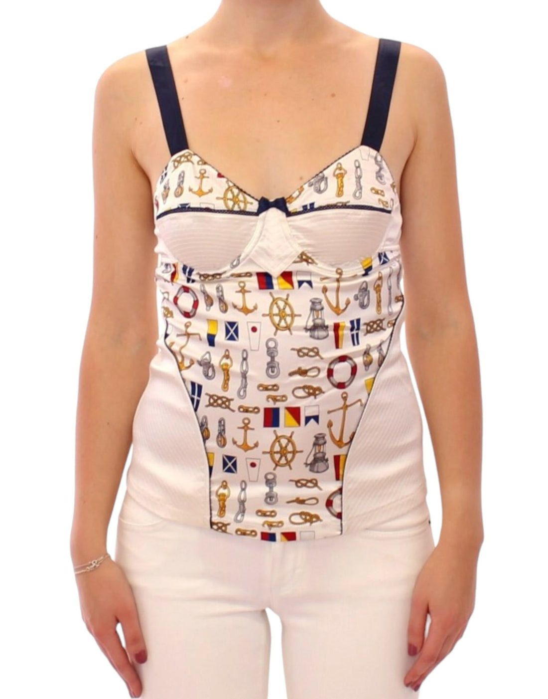 Dolce & Gabbana White sailor motive tank top - Whispers Of Wisdom Clothing