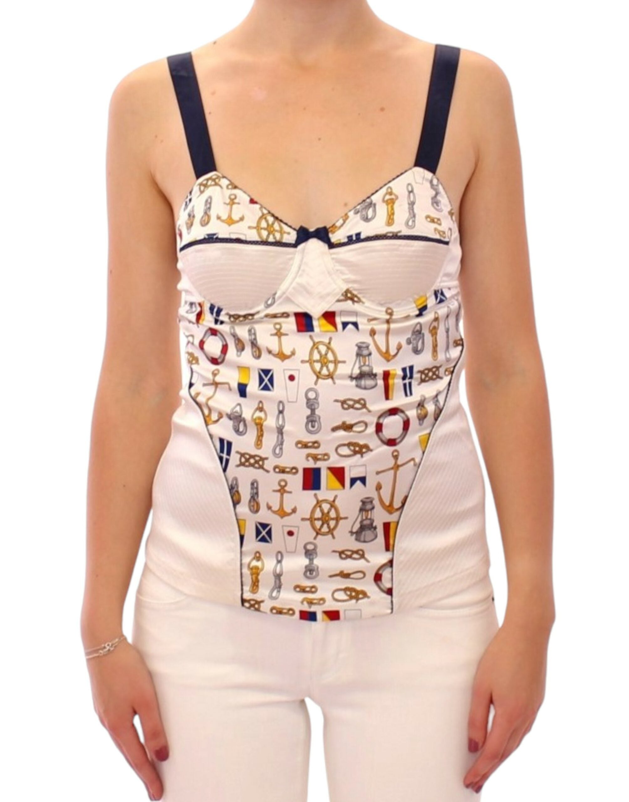 Dolce & Gabbana White sailor motive tank top - Whispers Of Wisdom Clothing