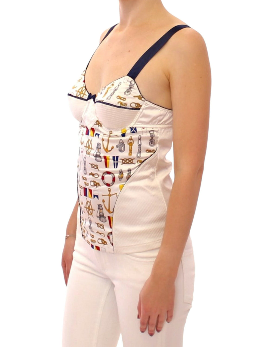 Dolce & Gabbana White sailor motive tank top - Whispers Of Wisdom Clothing
