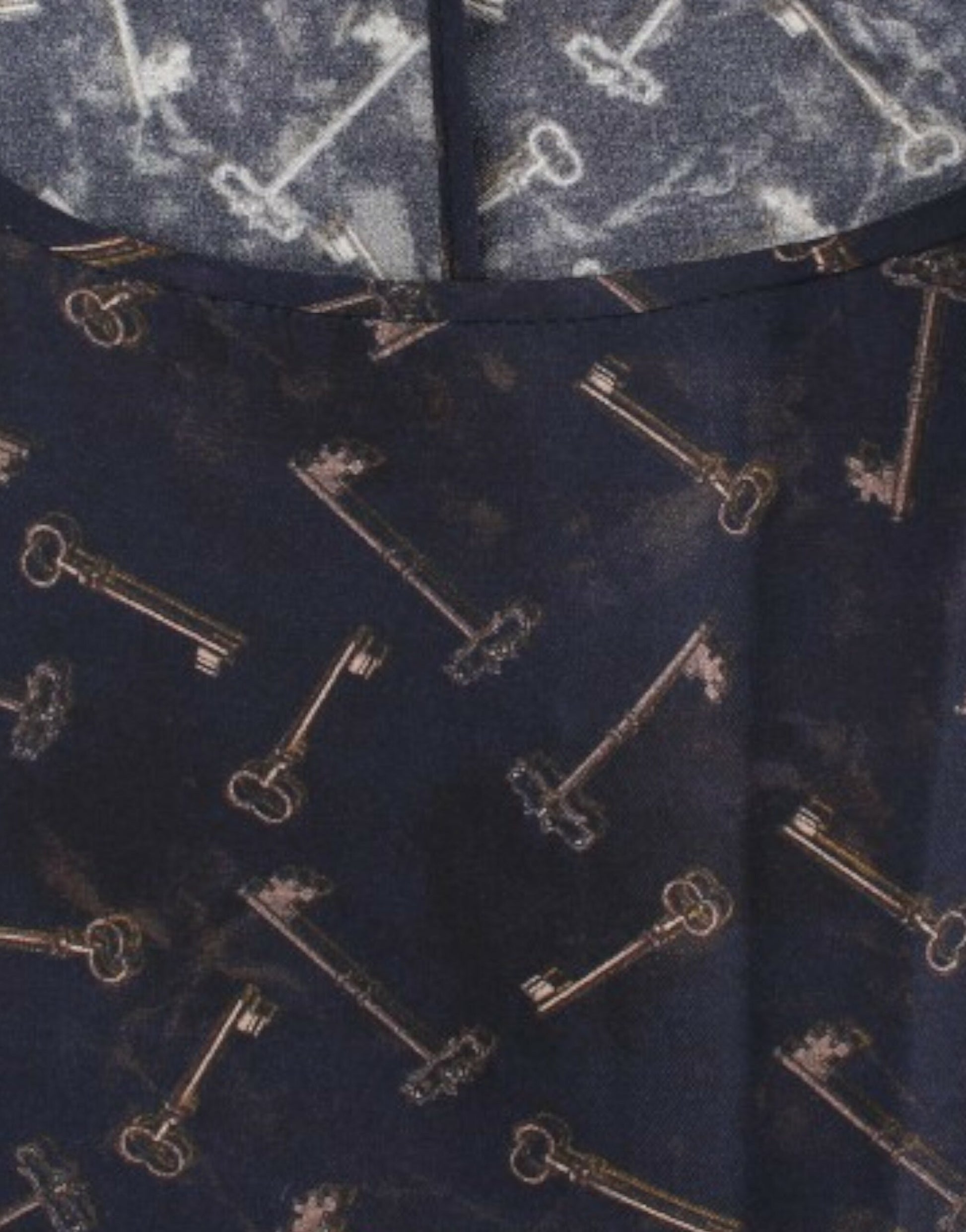 Dolce & Gabbana Blue gold key print silk blouse - Whispers Of Wisdom Clothing