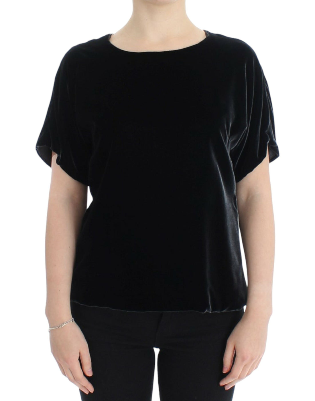 Dolce & Gabbana Black velvet shortsleeved blouse - Whispers Of Wisdom Clothing