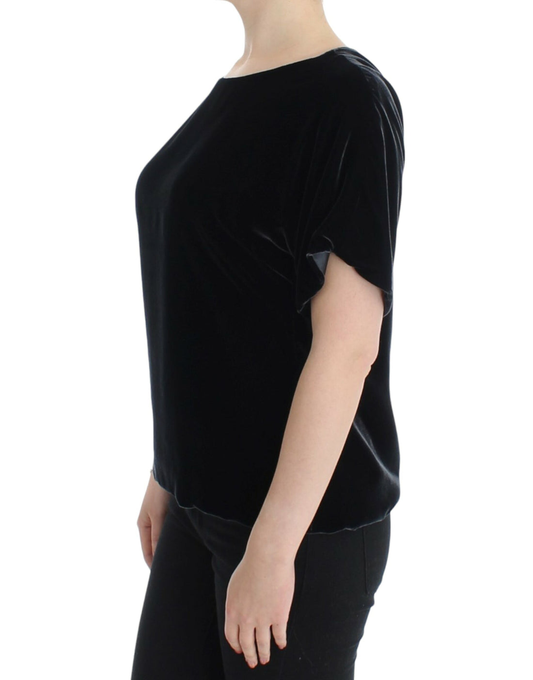 Dolce & Gabbana Black velvet shortsleeved blouse - Whispers Of Wisdom Clothing