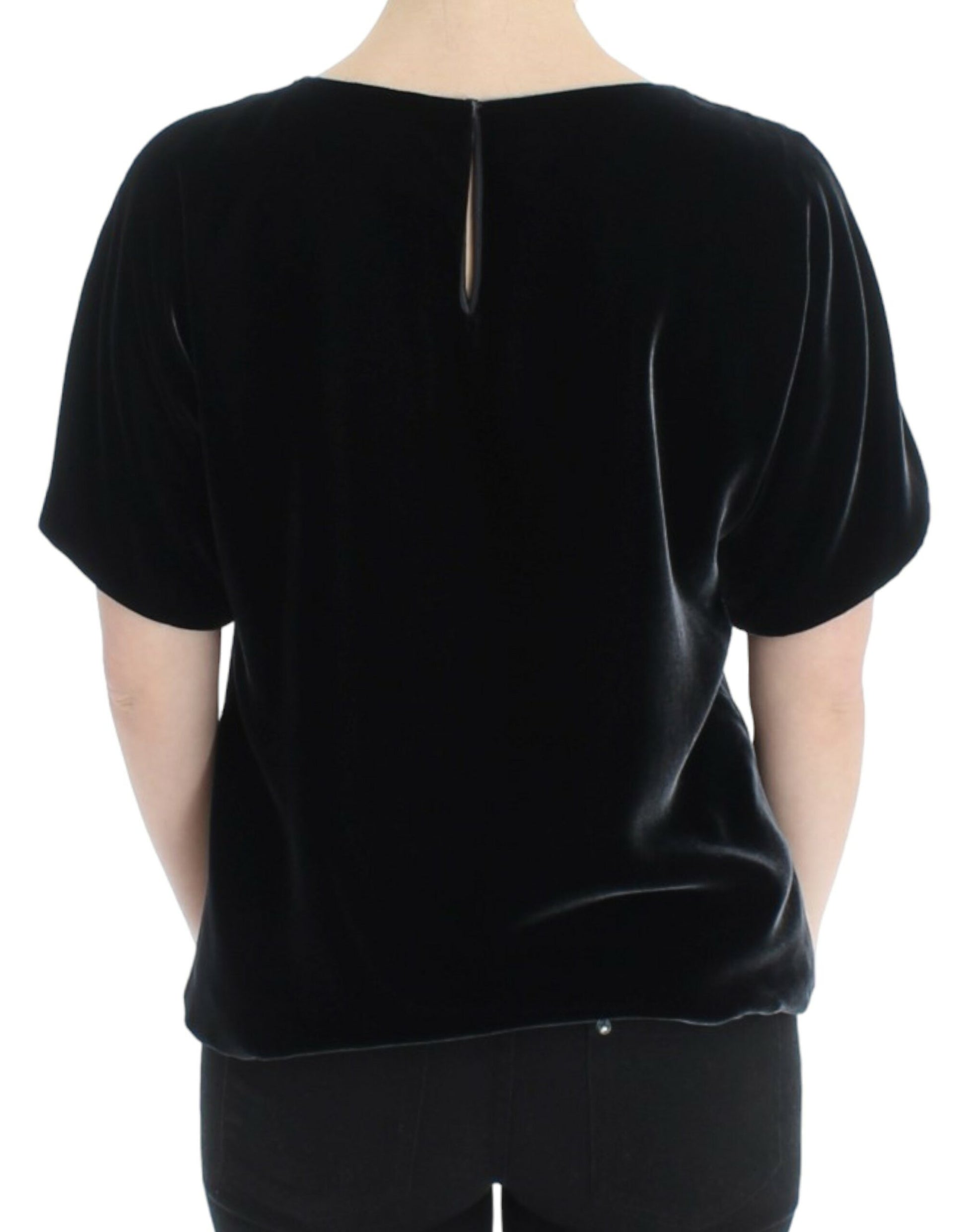 Dolce & Gabbana Black velvet shortsleeved blouse - Whispers Of Wisdom Clothing