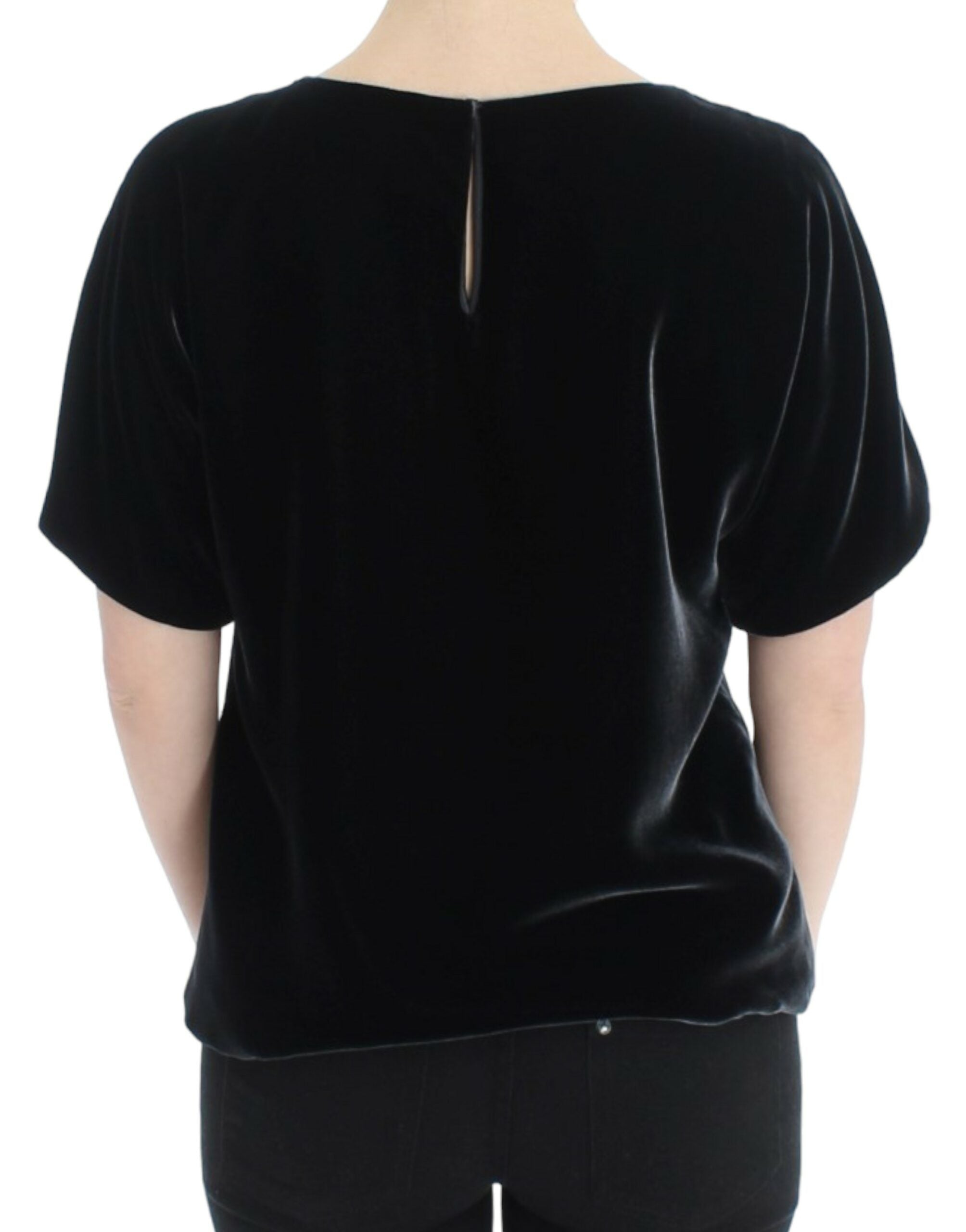 Dolce & Gabbana Black velvet shortsleeved blouse - Whispers Of Wisdom Clothing