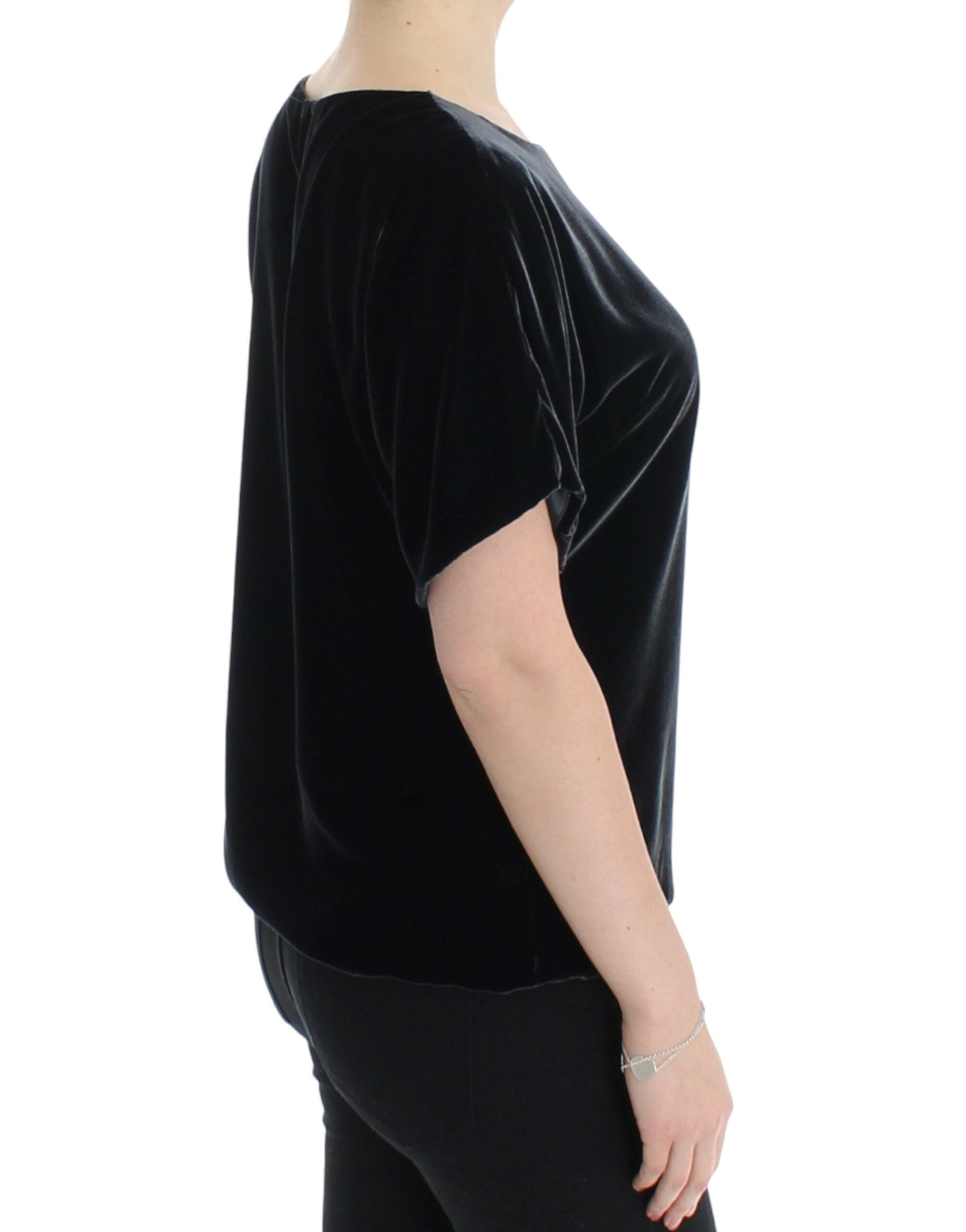 Dolce & Gabbana Black velvet shortsleeved blouse - Whispers Of Wisdom Clothing