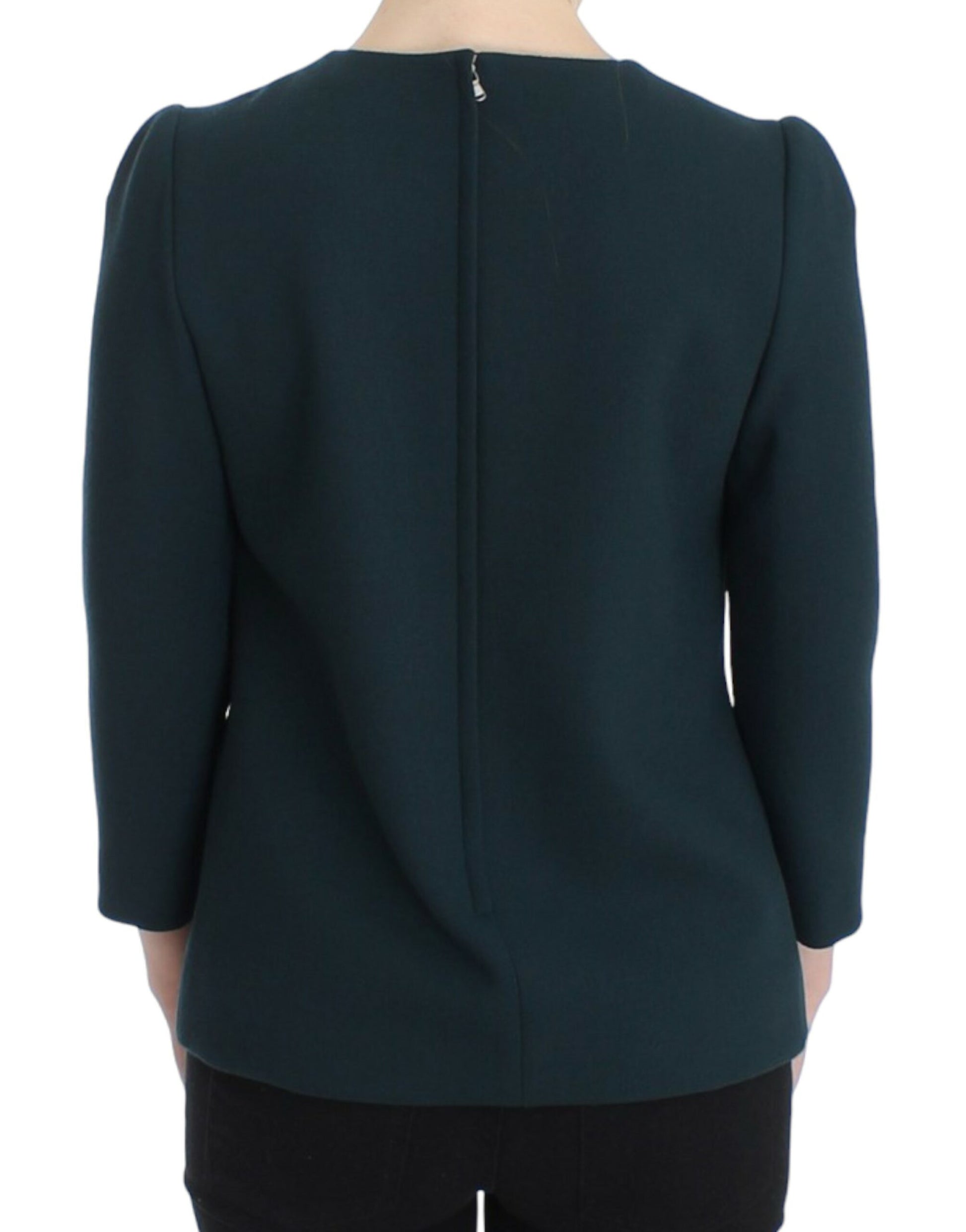 Dolce & Gabbana Green 3/4 sleeve wool blouse - Whispers Of Wisdom Clothing