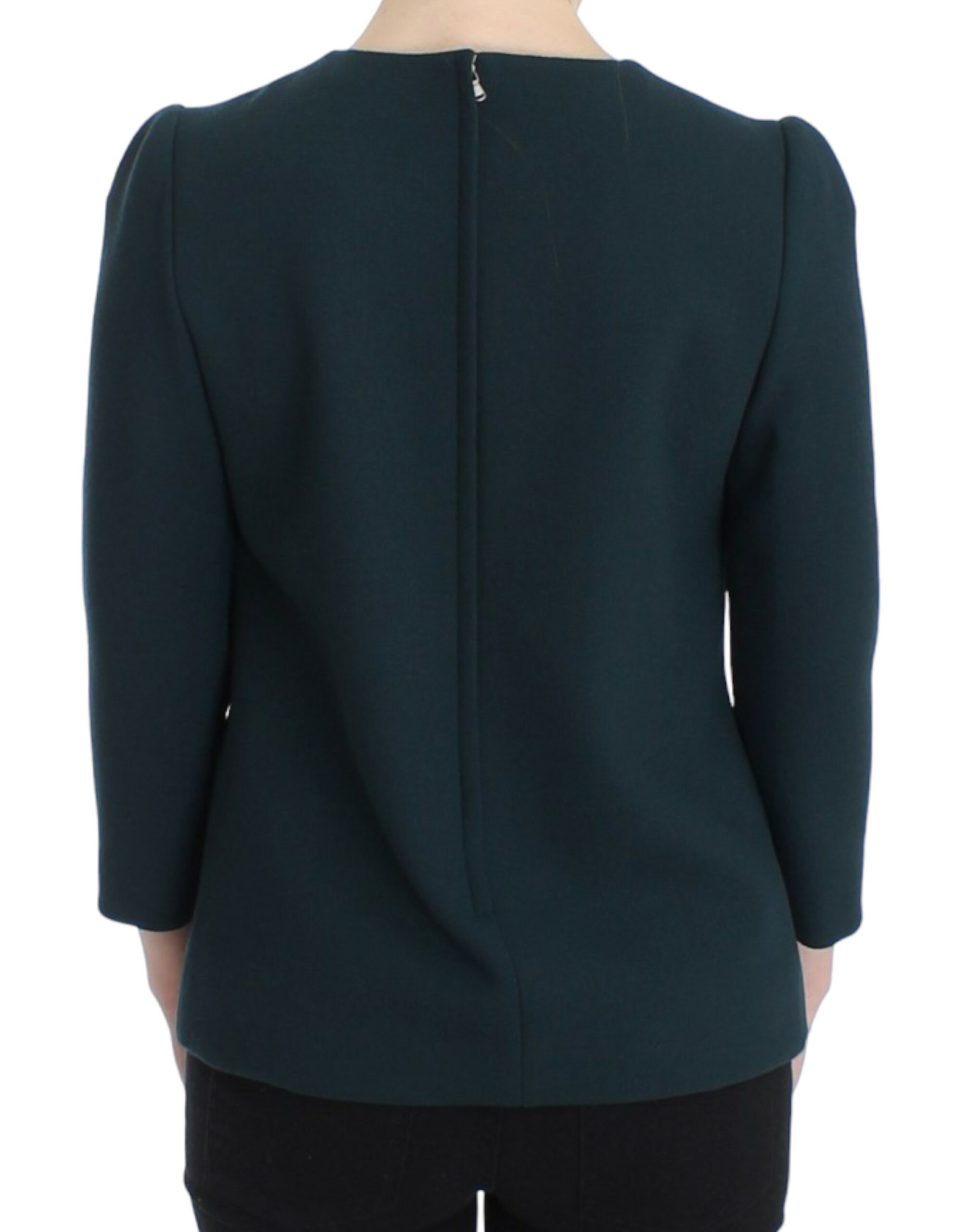 Dolce & Gabbana Green 3/4 sleeve wool blouse - Whispers Of Wisdom Clothing