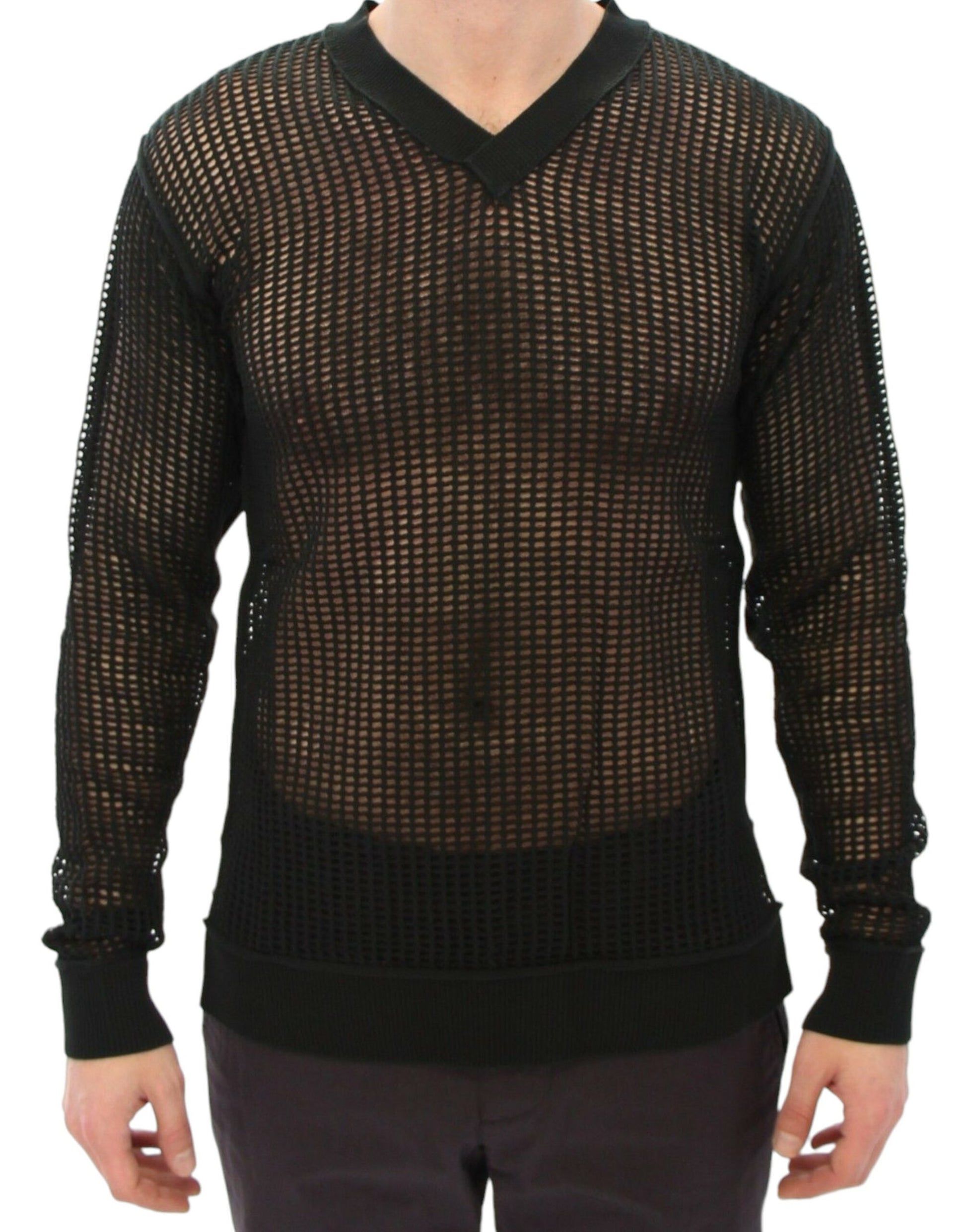 Dolce & Gabbana Dark Green Runway Netz Pullover Netted Sweater - Whispers Of Wisdom Clothing