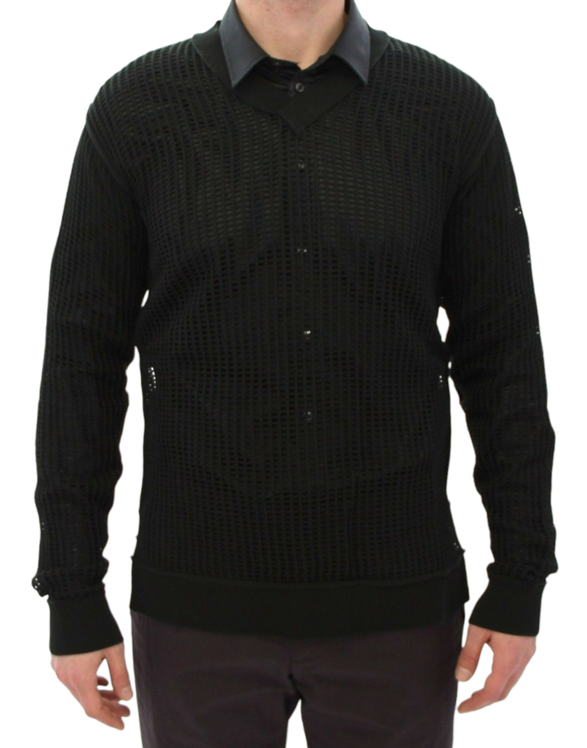 Dolce & Gabbana Dark Green Runway Netz Pullover Netted Sweater - Whispers Of Wisdom Clothing