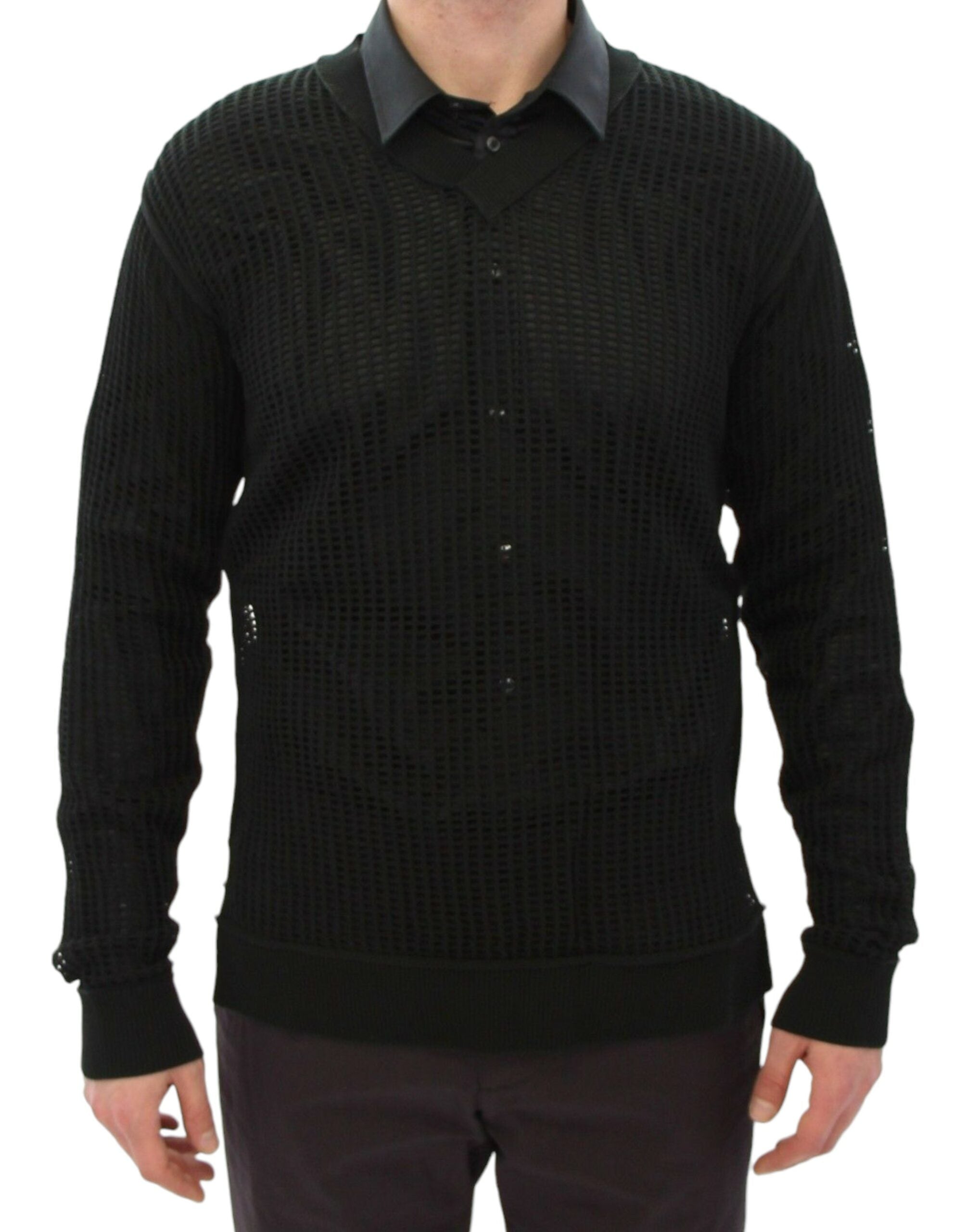 Dolce & Gabbana Dark Green Runway Netz Pullover Netted Sweater - Whispers Of Wisdom Clothing