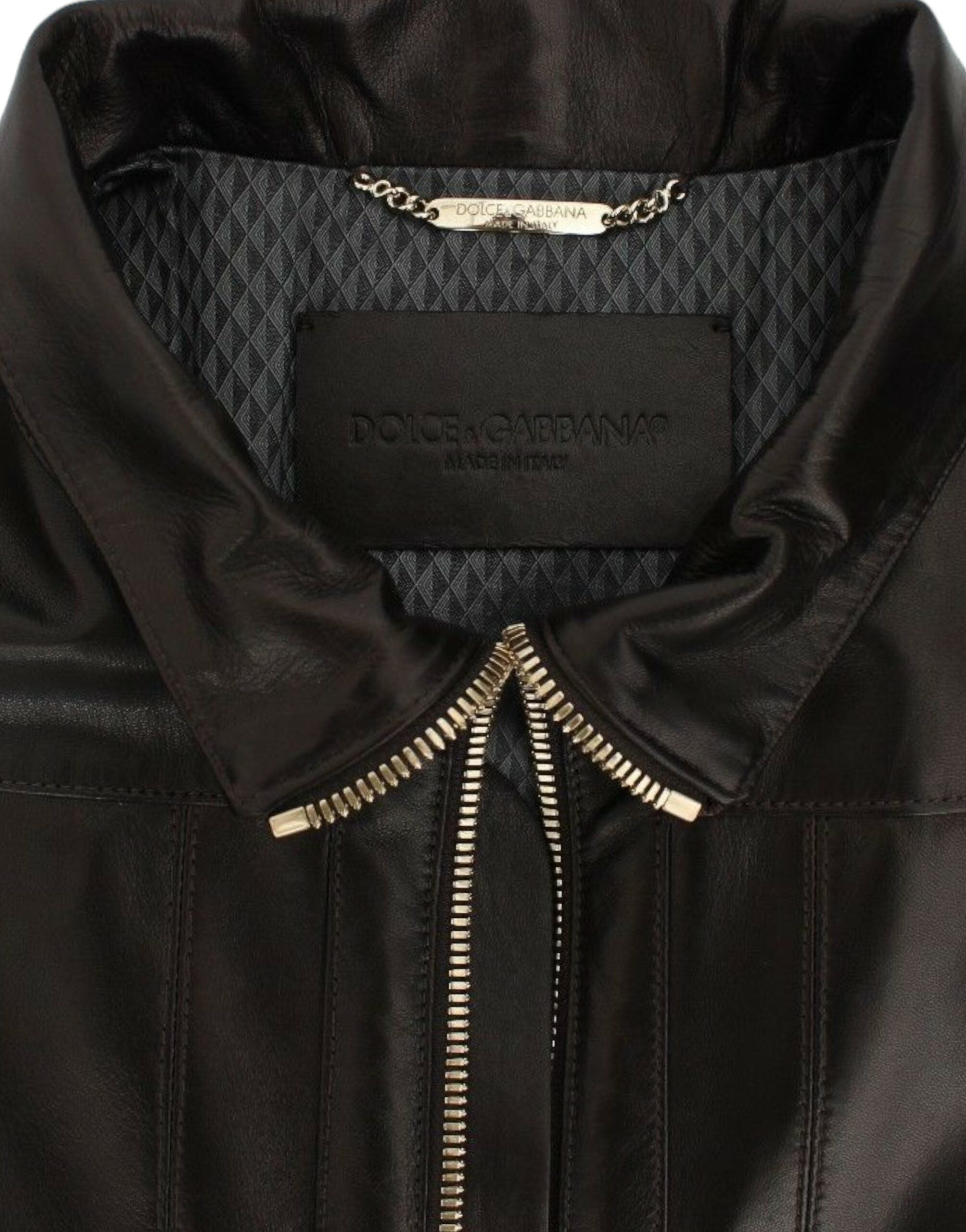 Dolce & Gabbana Brown Lambskin Leather Zipper Jacket - Whispers Of Wisdom Clothing