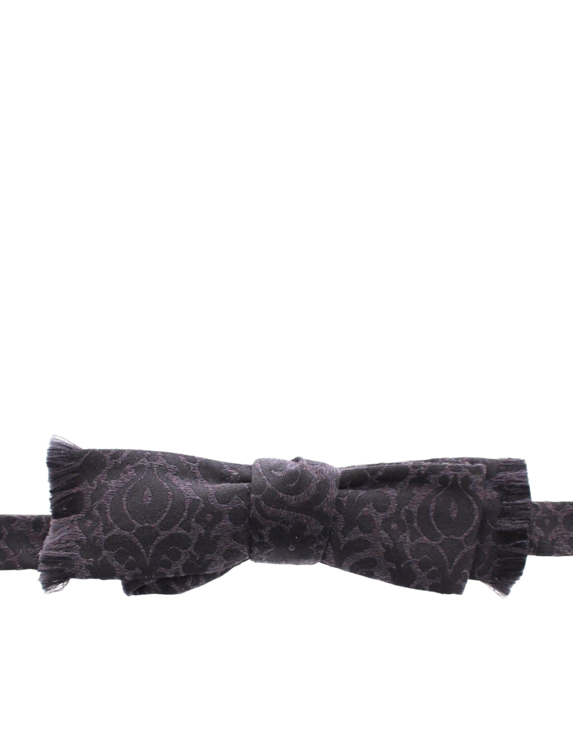 Dolce & Gabbana Gray Black Wool Bow Tie - Whispers Of Wisdom Clothing
