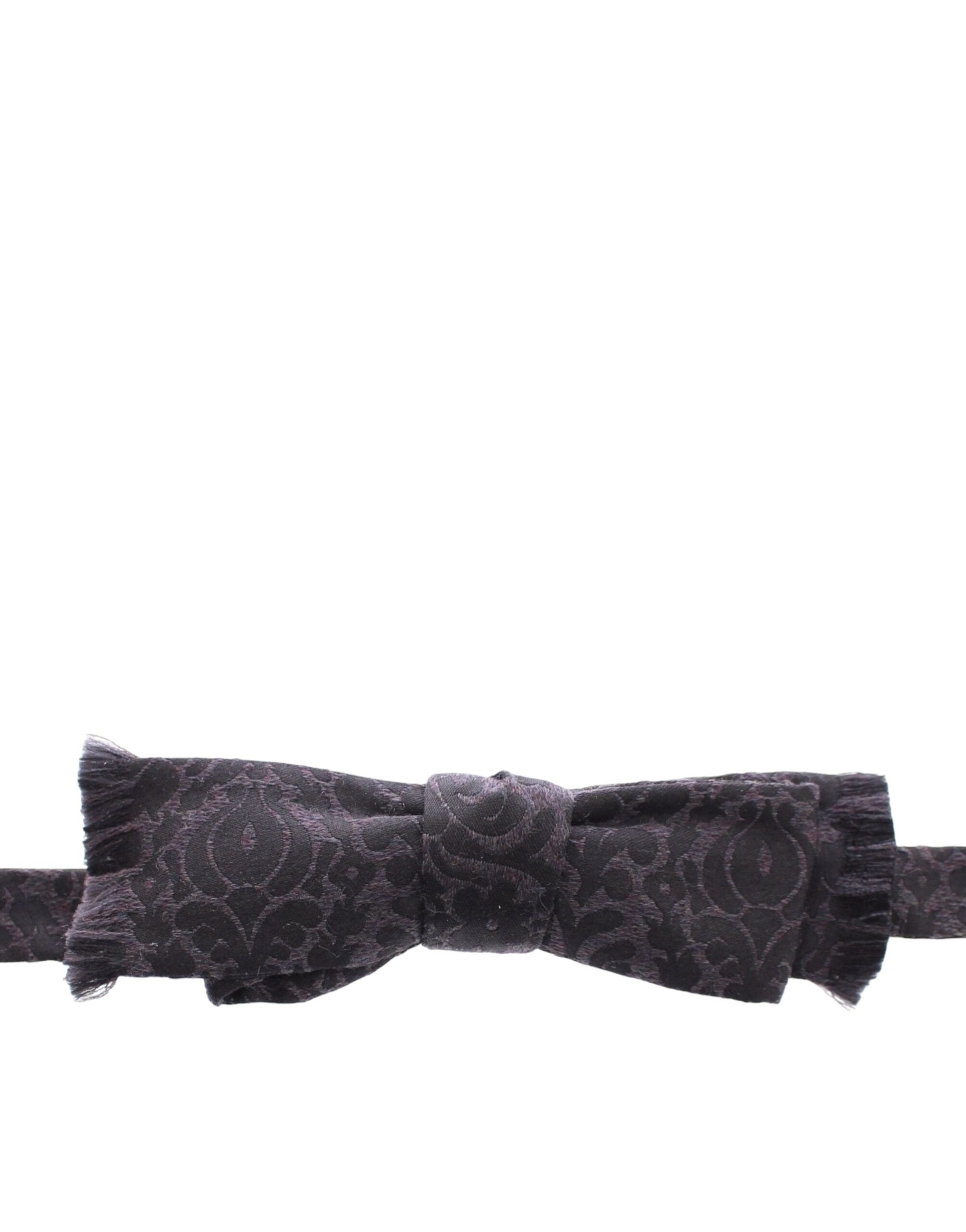 Dolce & Gabbana Gray Black Wool Bow Tie - Whispers Of Wisdom Clothing