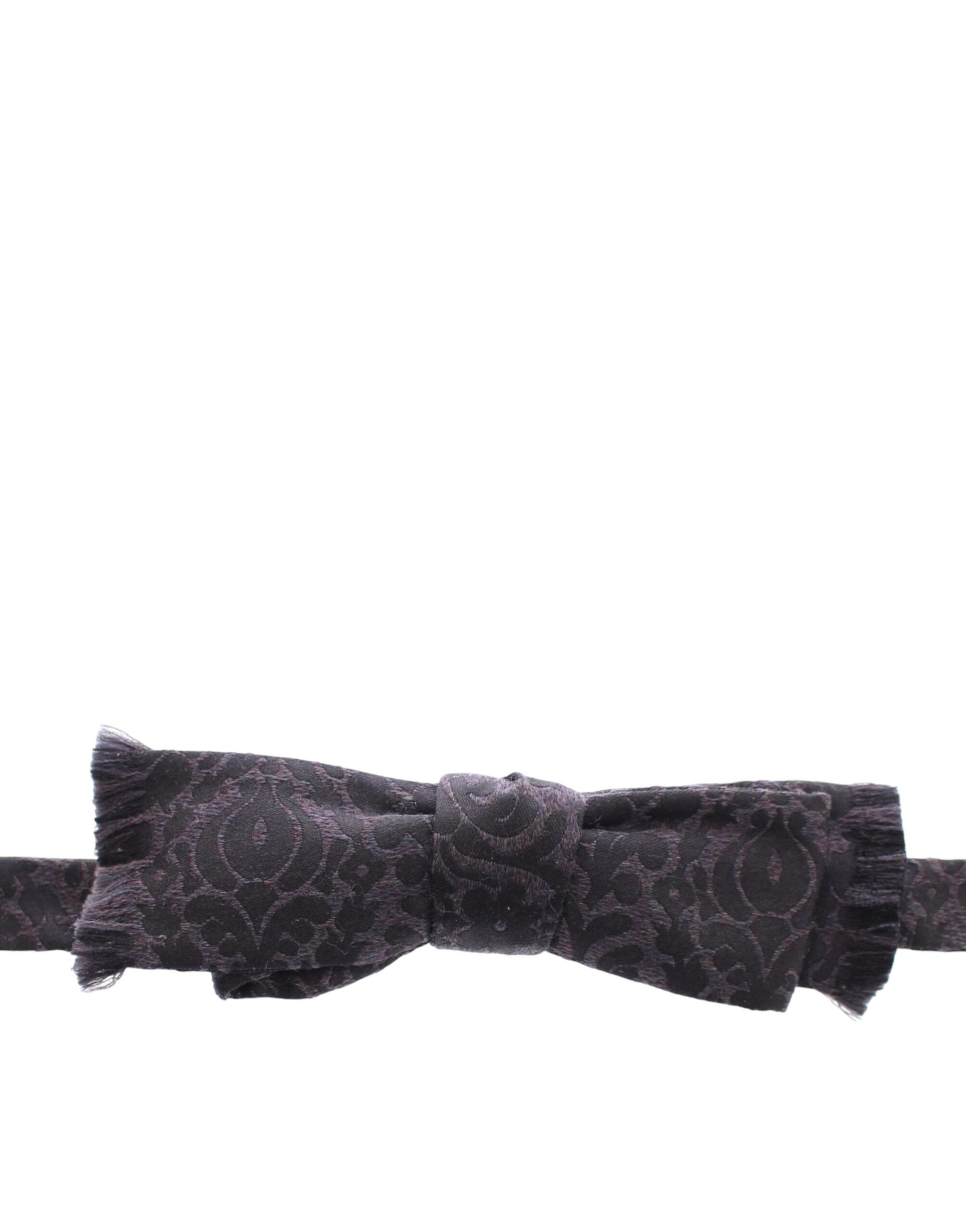 Dolce & Gabbana Gray Black Wool Bow Tie - Whispers Of Wisdom Clothing