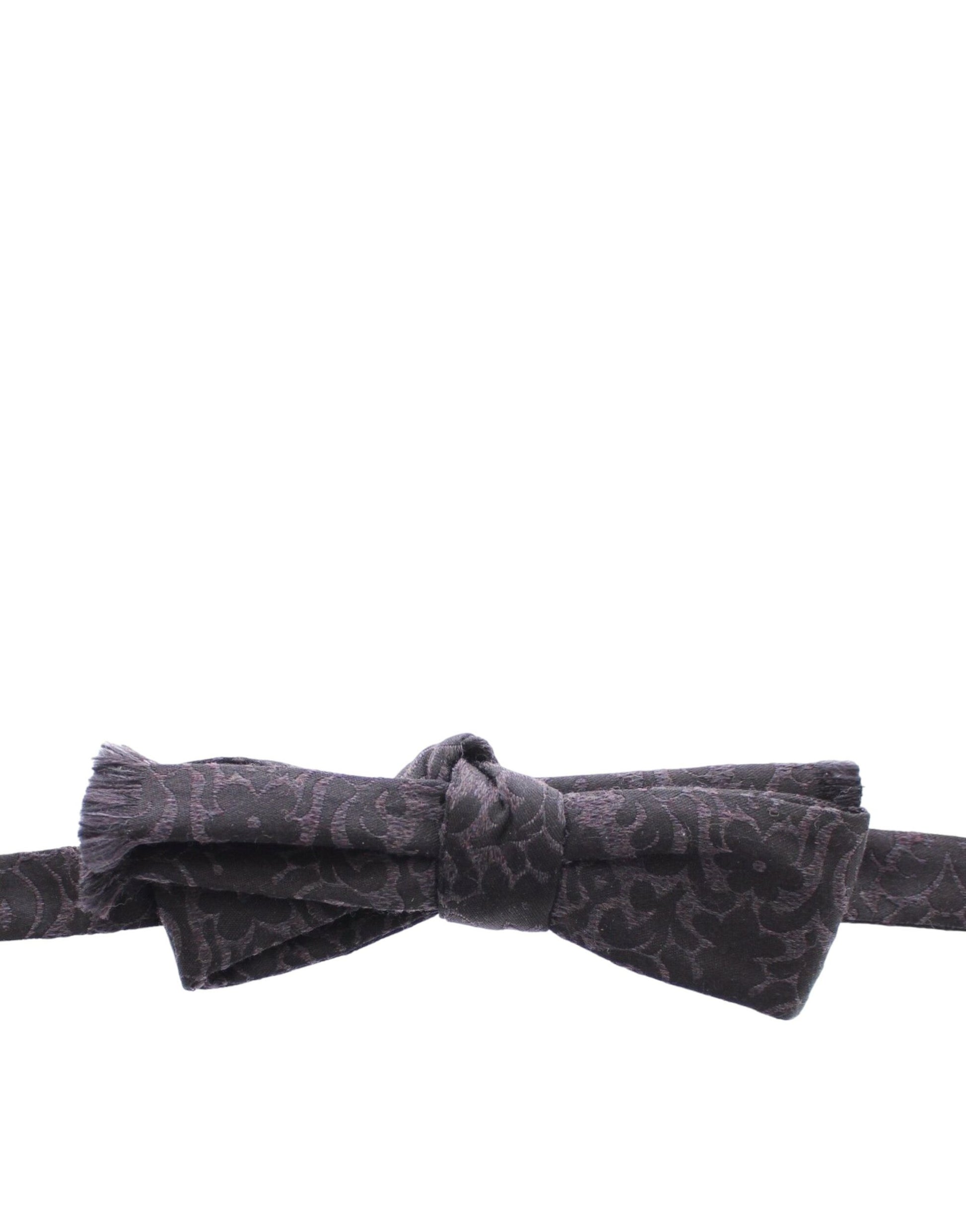 Dolce & Gabbana Gray Black Wool Bow Tie - Whispers Of Wisdom Clothing