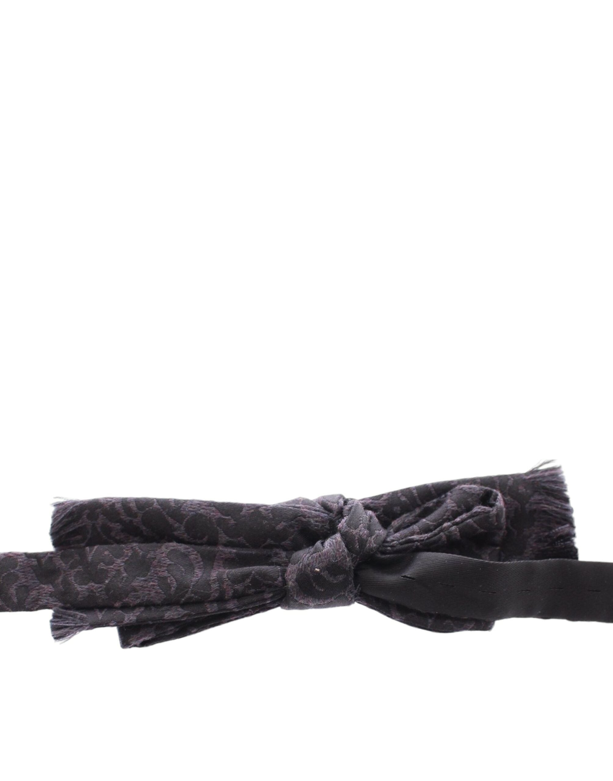 Dolce & Gabbana Gray Black Wool Bow Tie - Whispers Of Wisdom Clothing