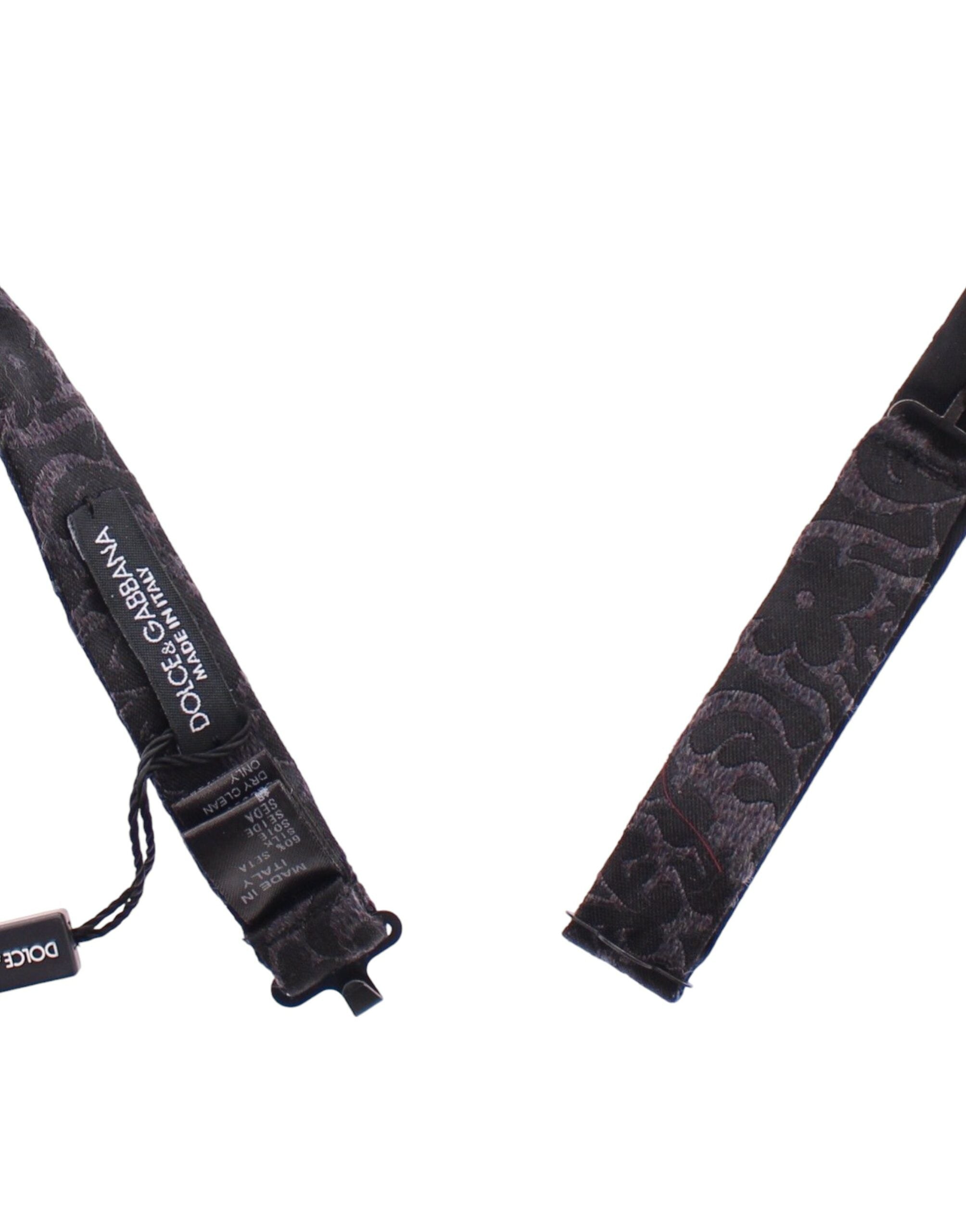 Dolce & Gabbana Gray Black Wool Bow Tie - Whispers Of Wisdom Clothing