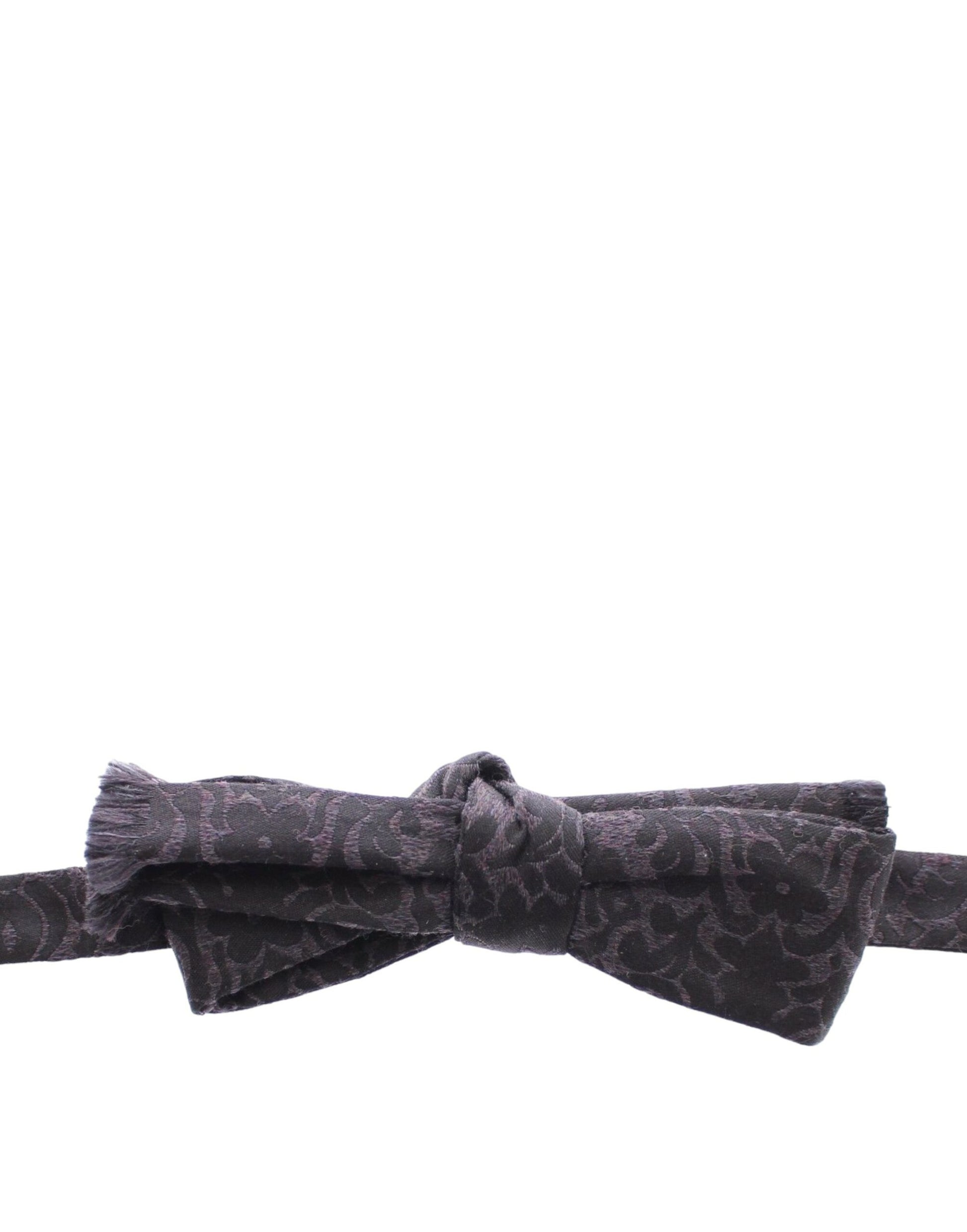 Dolce & Gabbana Gray Black Wool Silk Bow Tie - Whispers Of Wisdom Clothing