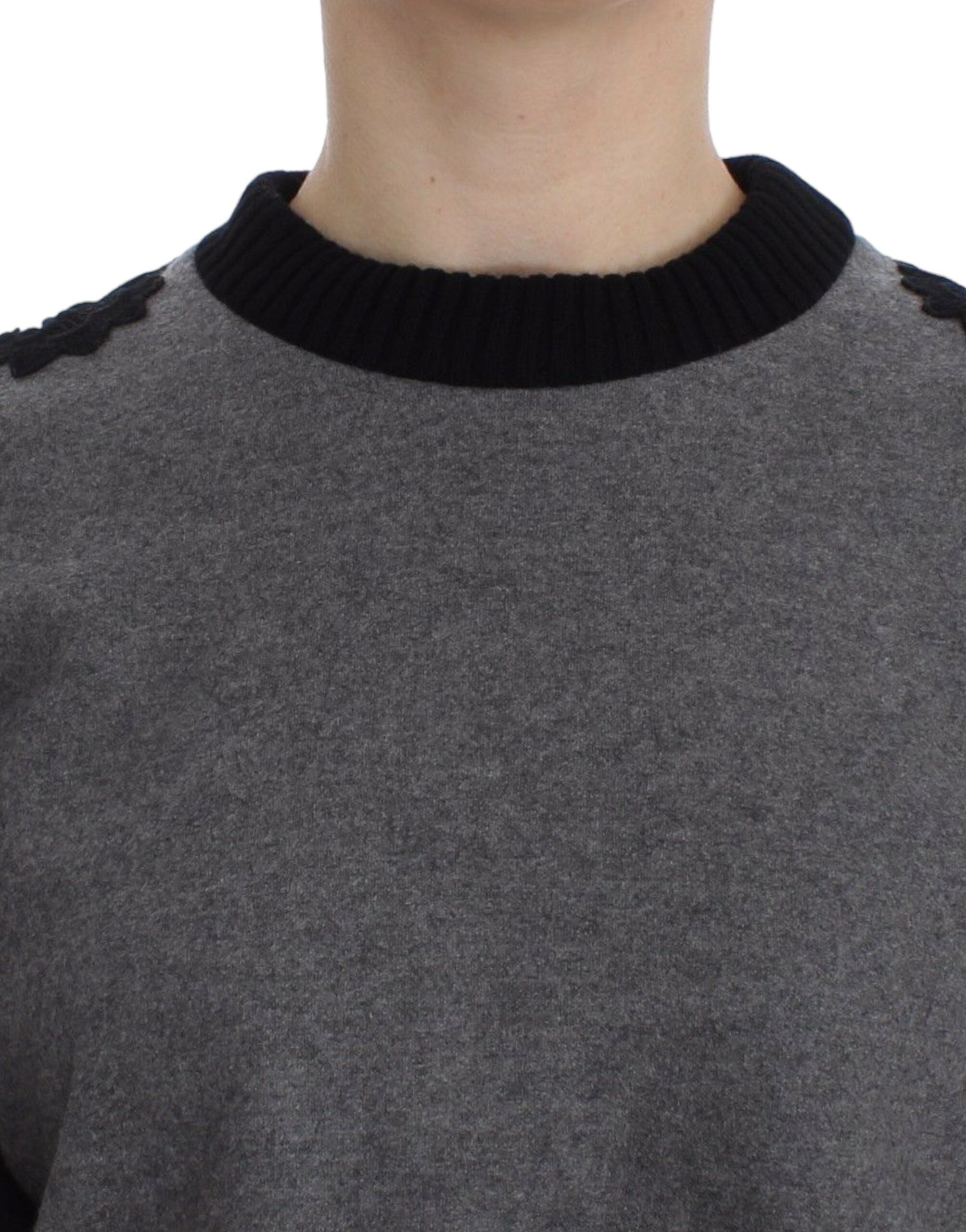 Dolce & Gabbana Gray Black Lace Wool Cashmere Sweater - Whispers Of Wisdom Clothing