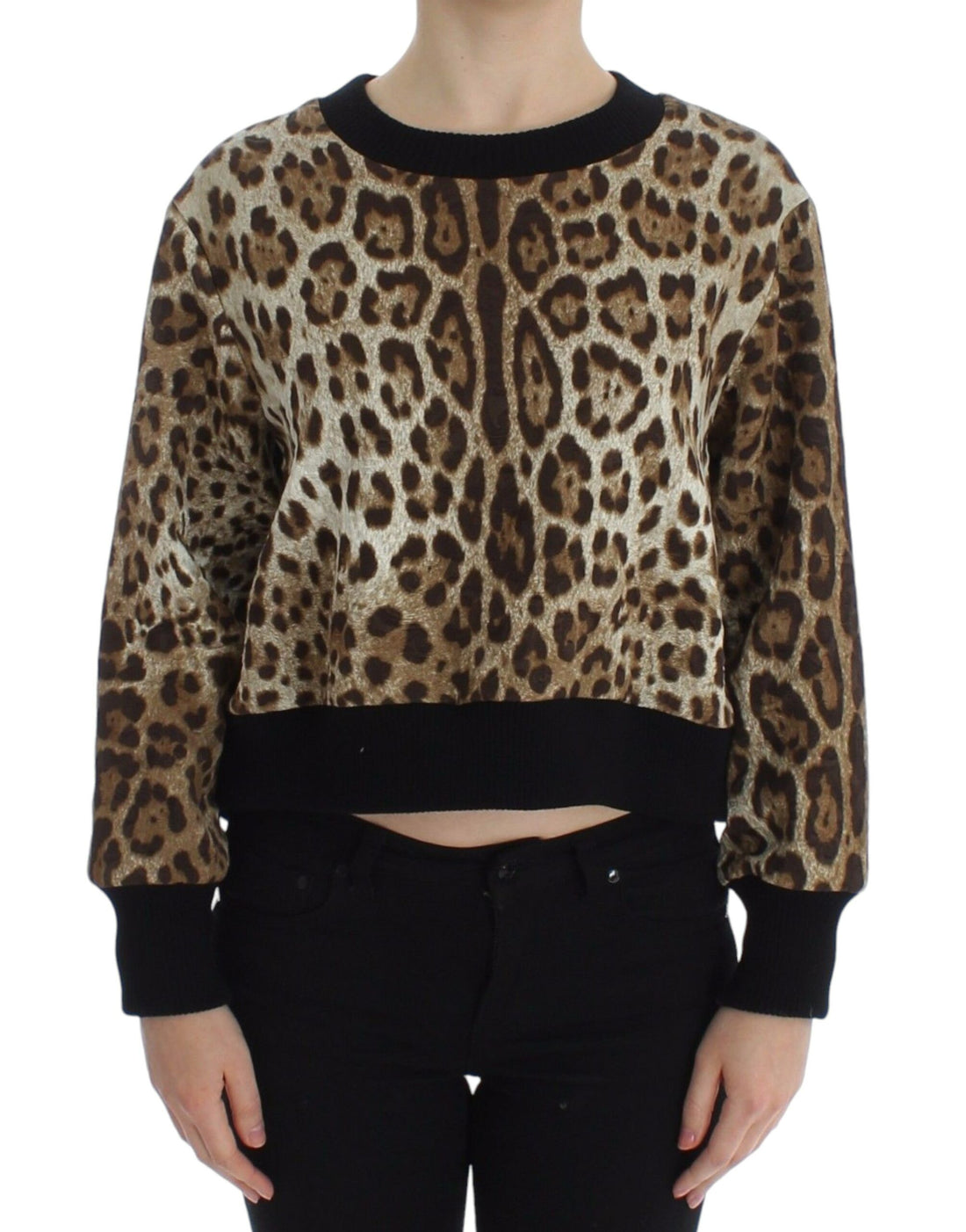 Dolce & Gabbana Leopard Print Crewneck Short Sweater - Whispers Of Wisdom Clothing