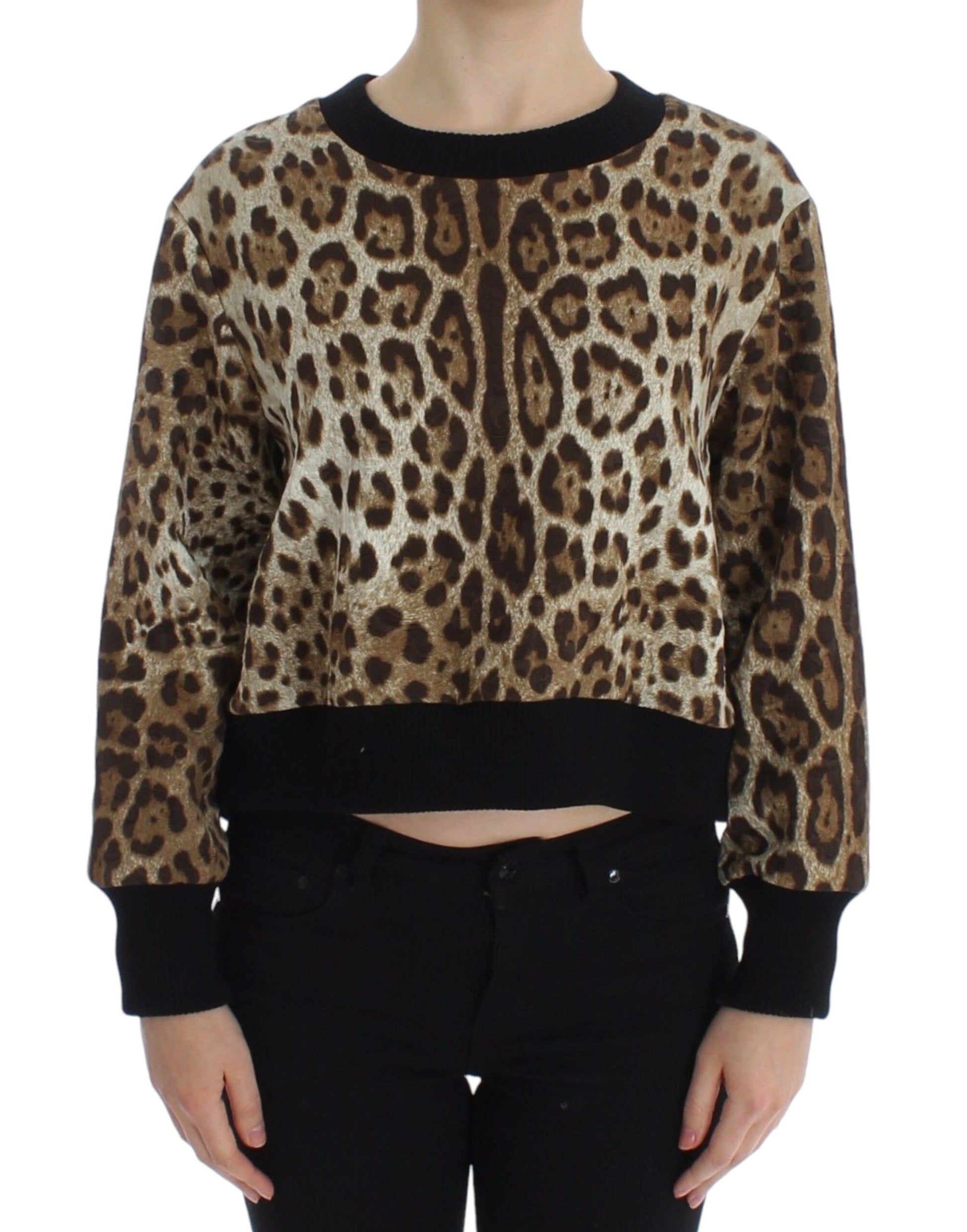 Dolce & Gabbana Leopard Print Crewneck Short Sweater - Whispers Of Wisdom Clothing