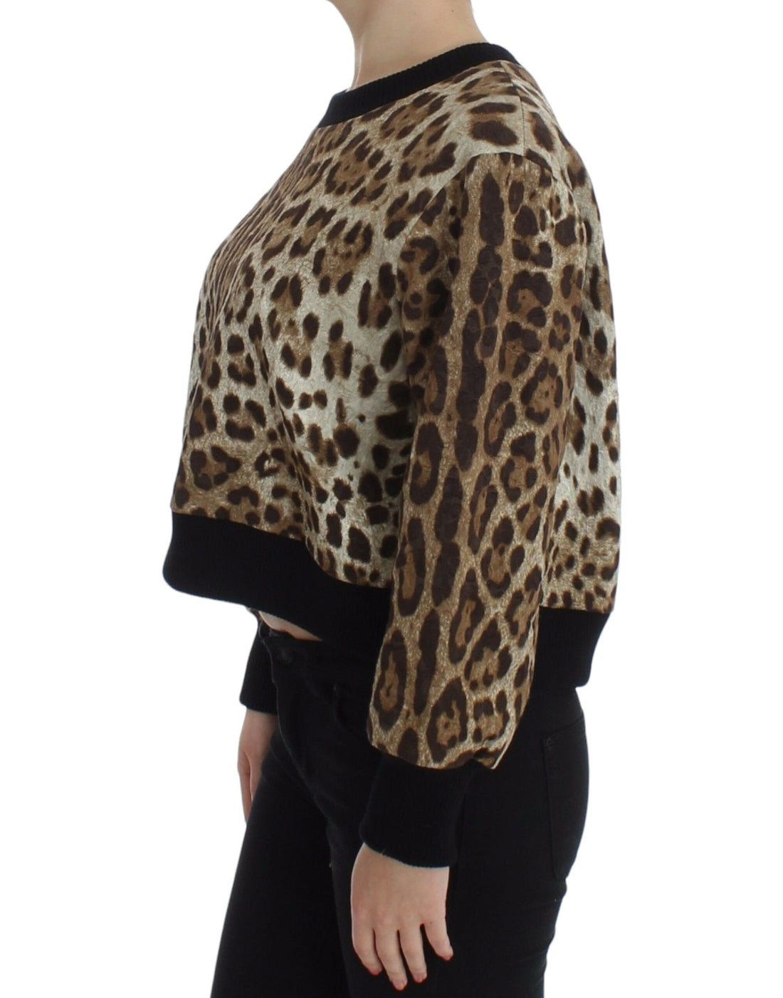 Dolce & Gabbana Leopard Print Crewneck Short Sweater - Whispers Of Wisdom Clothing