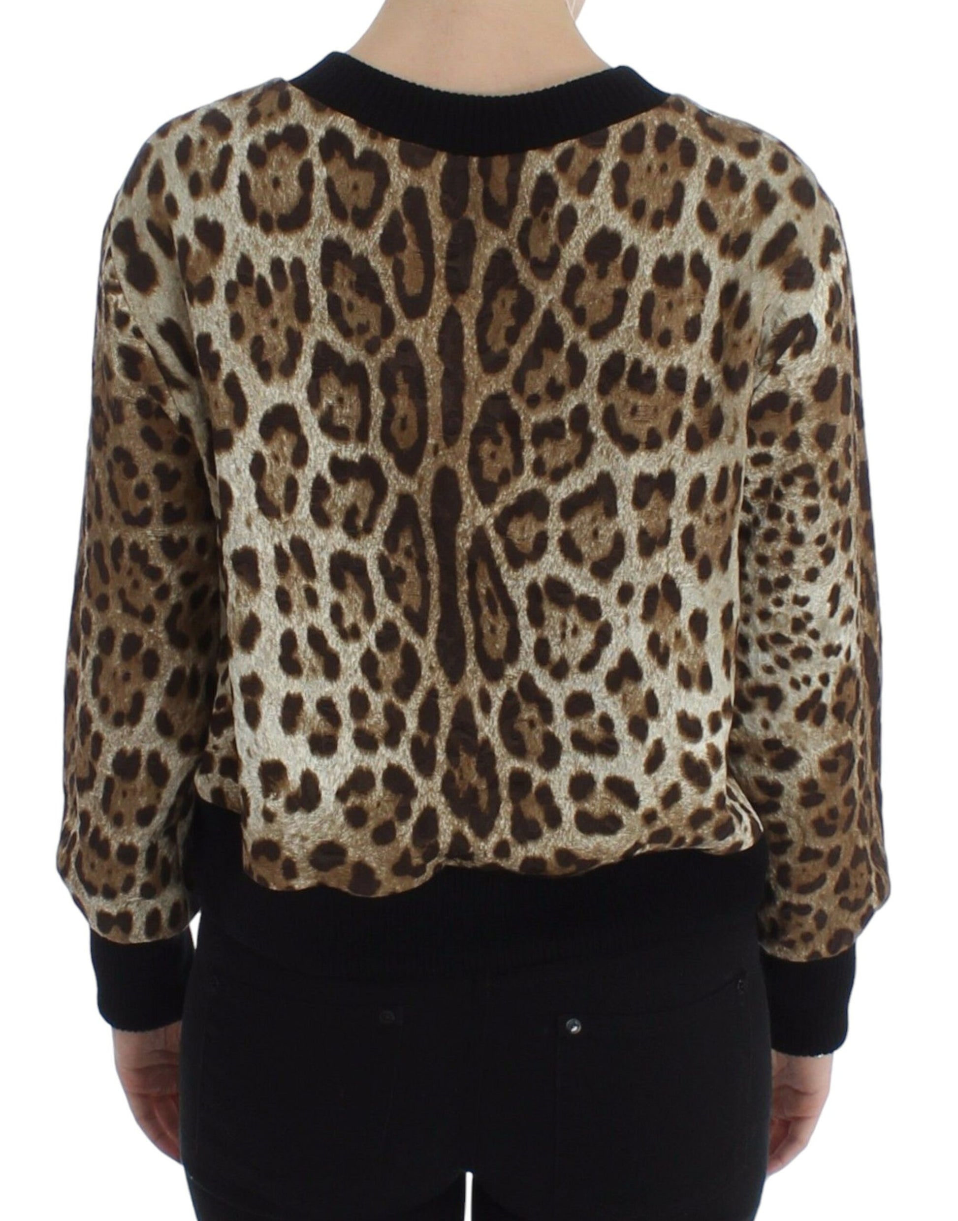 Dolce & Gabbana Leopard Print Crewneck Short Sweater - Whispers Of Wisdom Clothing