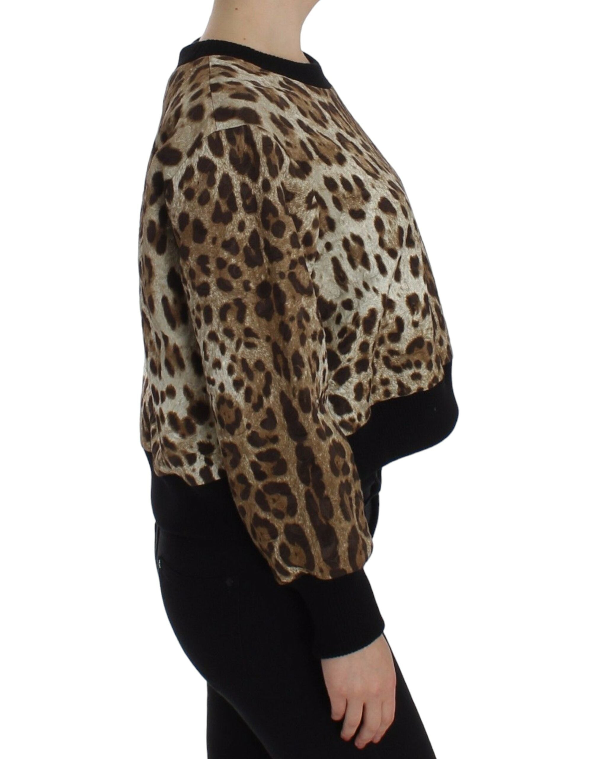 Dolce & Gabbana Leopard Print Crewneck Short Sweater - Whispers Of Wisdom Clothing