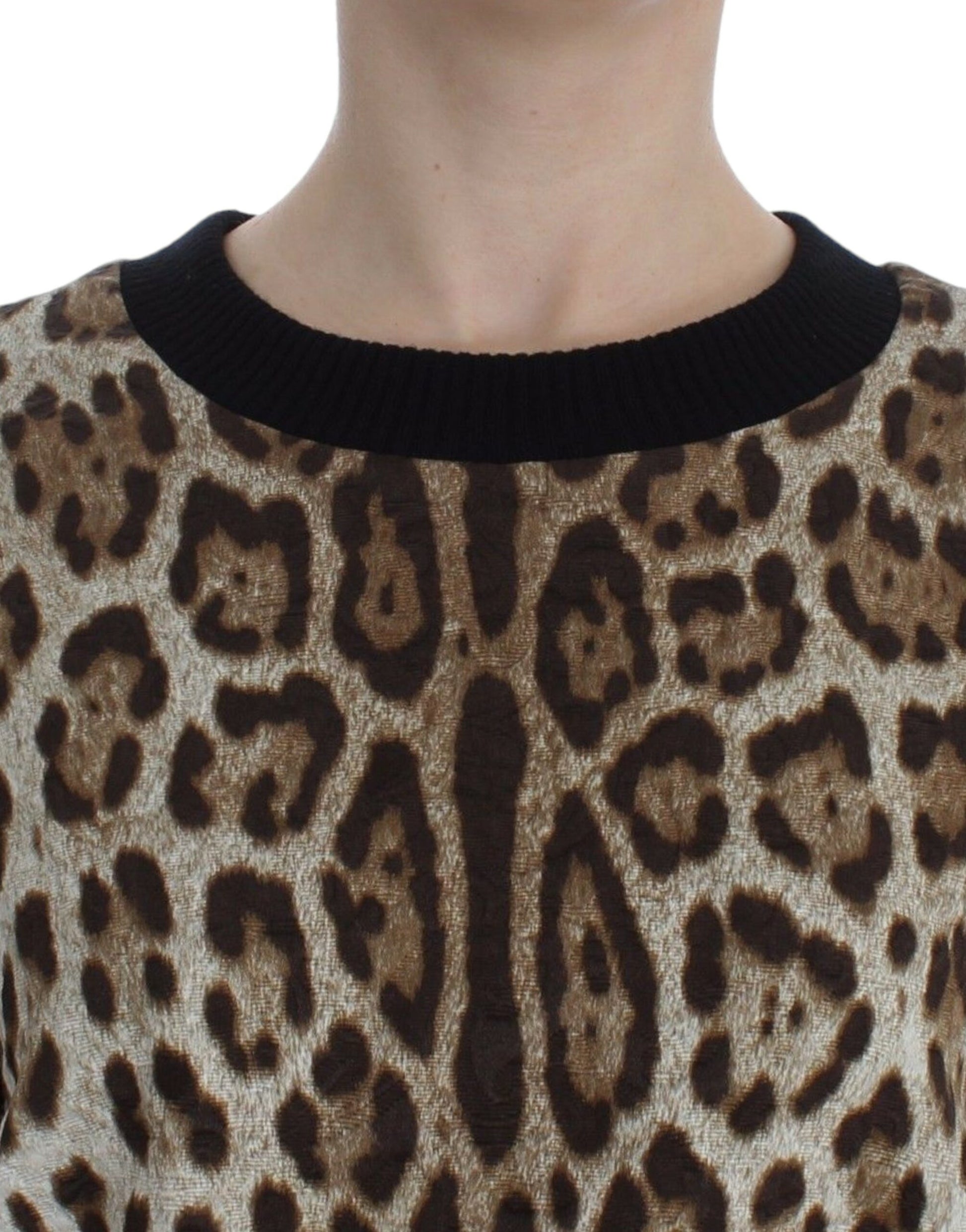 Dolce & Gabbana Leopard Print Crewneck Short Sweater - Whispers Of Wisdom Clothing