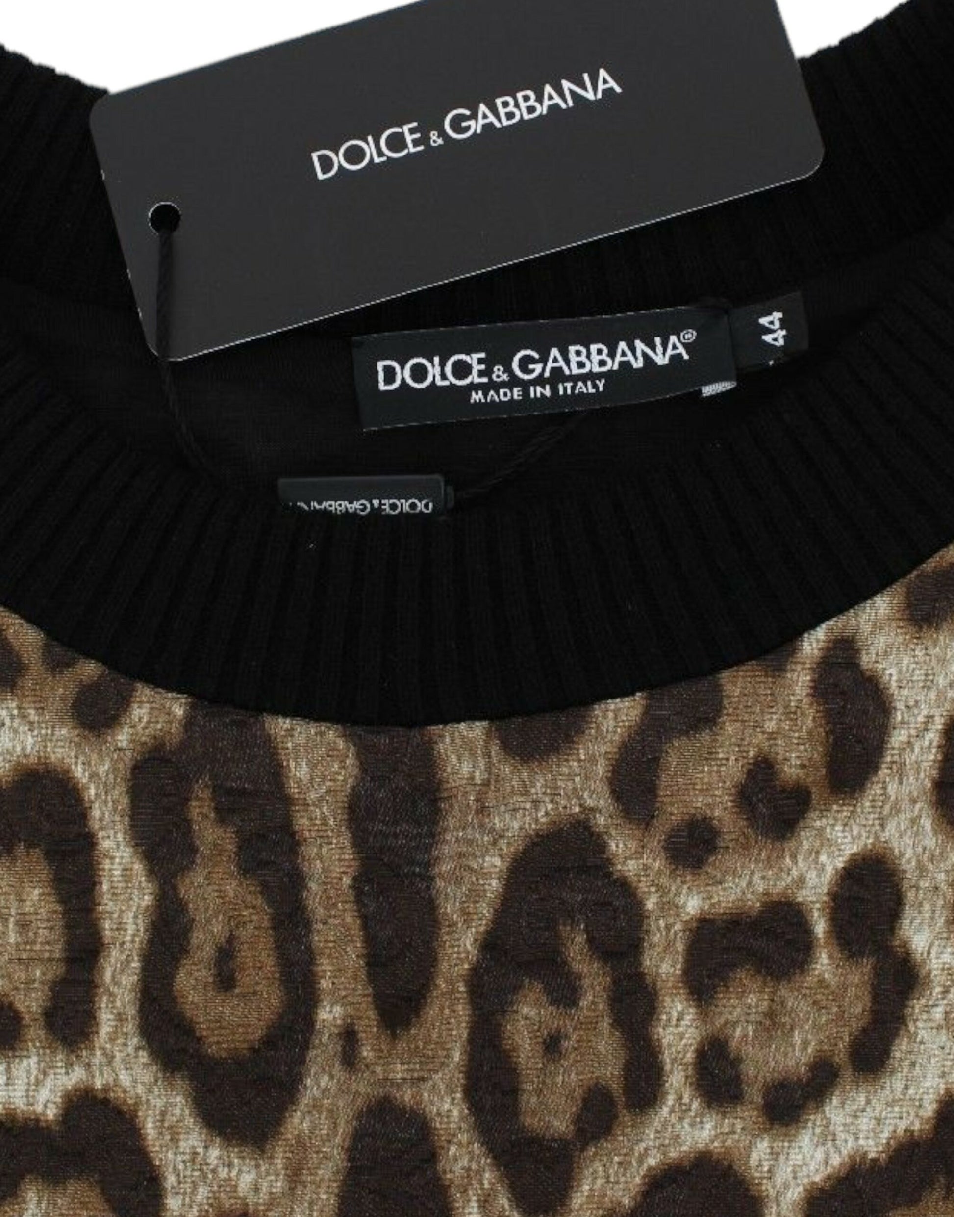 Dolce & Gabbana Leopard Print Crewneck Short Sweater - Whispers Of Wisdom Clothing