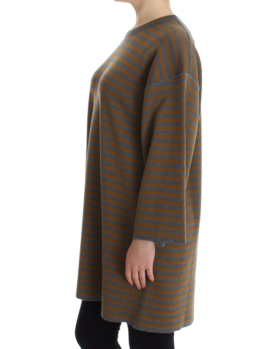 Dolce & Gabbana Oversized Gray Yellow Striped Sweater Top - Whispers Of Wisdom Clothing