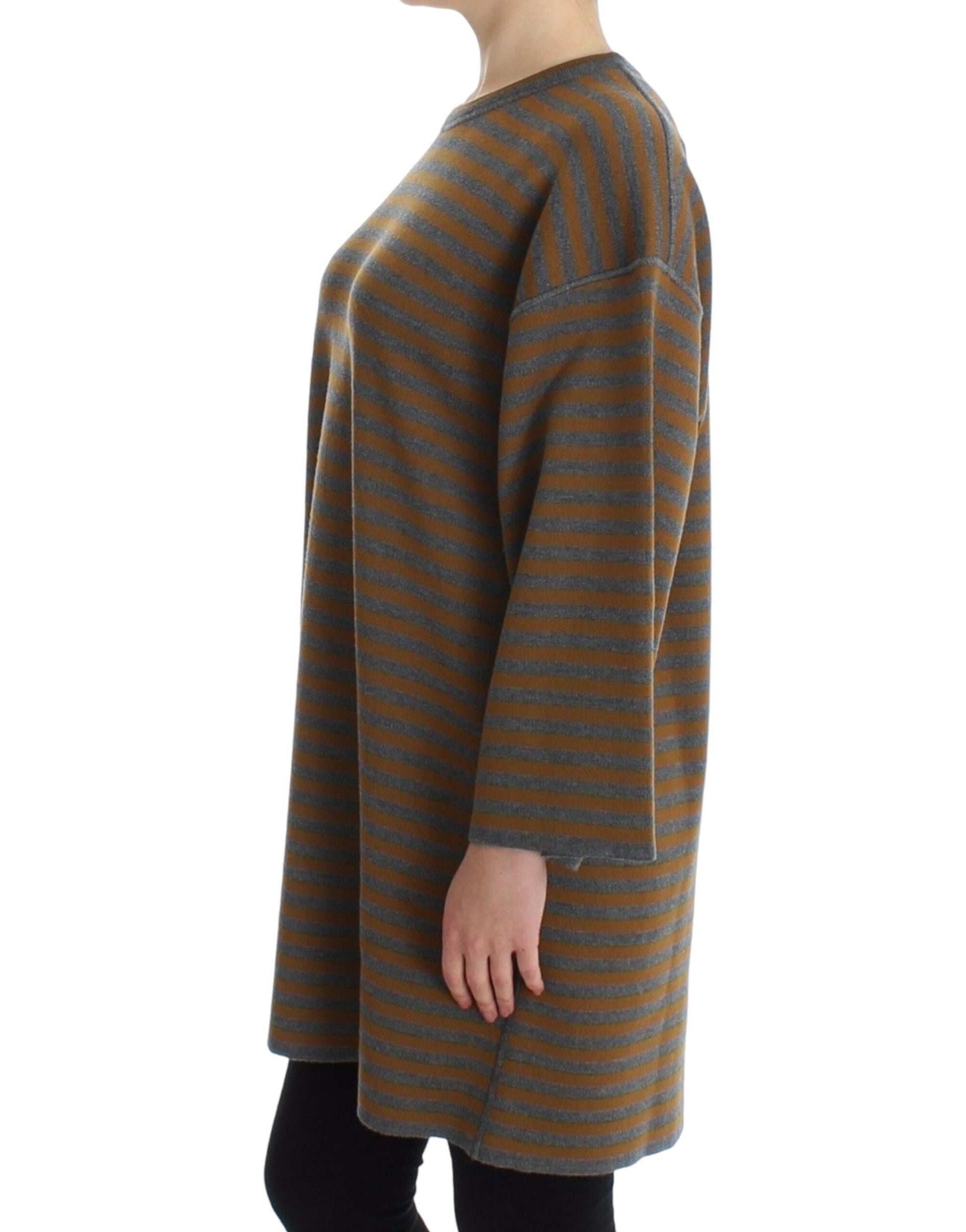 Dolce & Gabbana Oversized Gray Yellow Striped Sweater Top - Whispers Of Wisdom Clothing