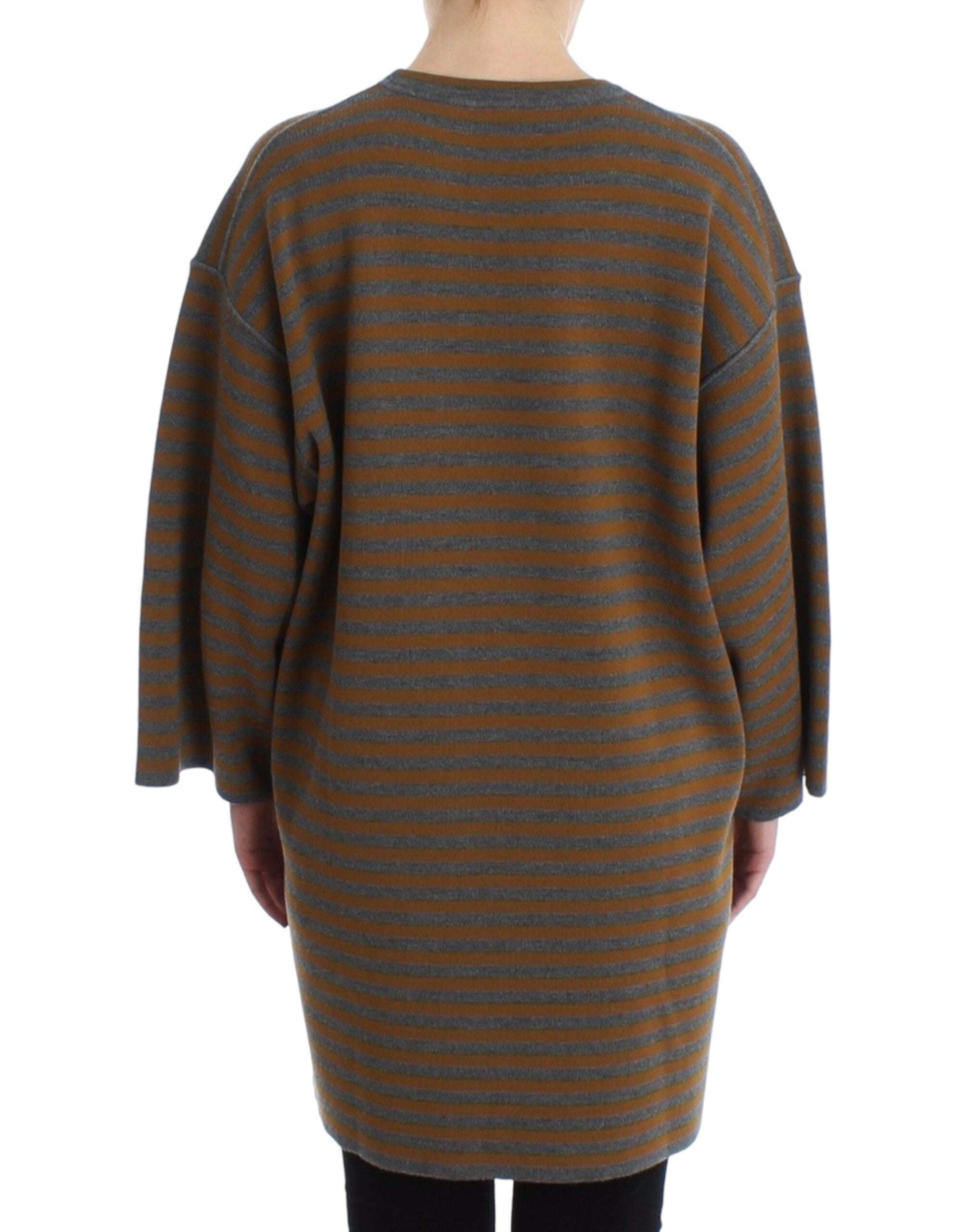 Dolce & Gabbana Oversized Gray Yellow Striped Sweater Top - Whispers Of Wisdom Clothing