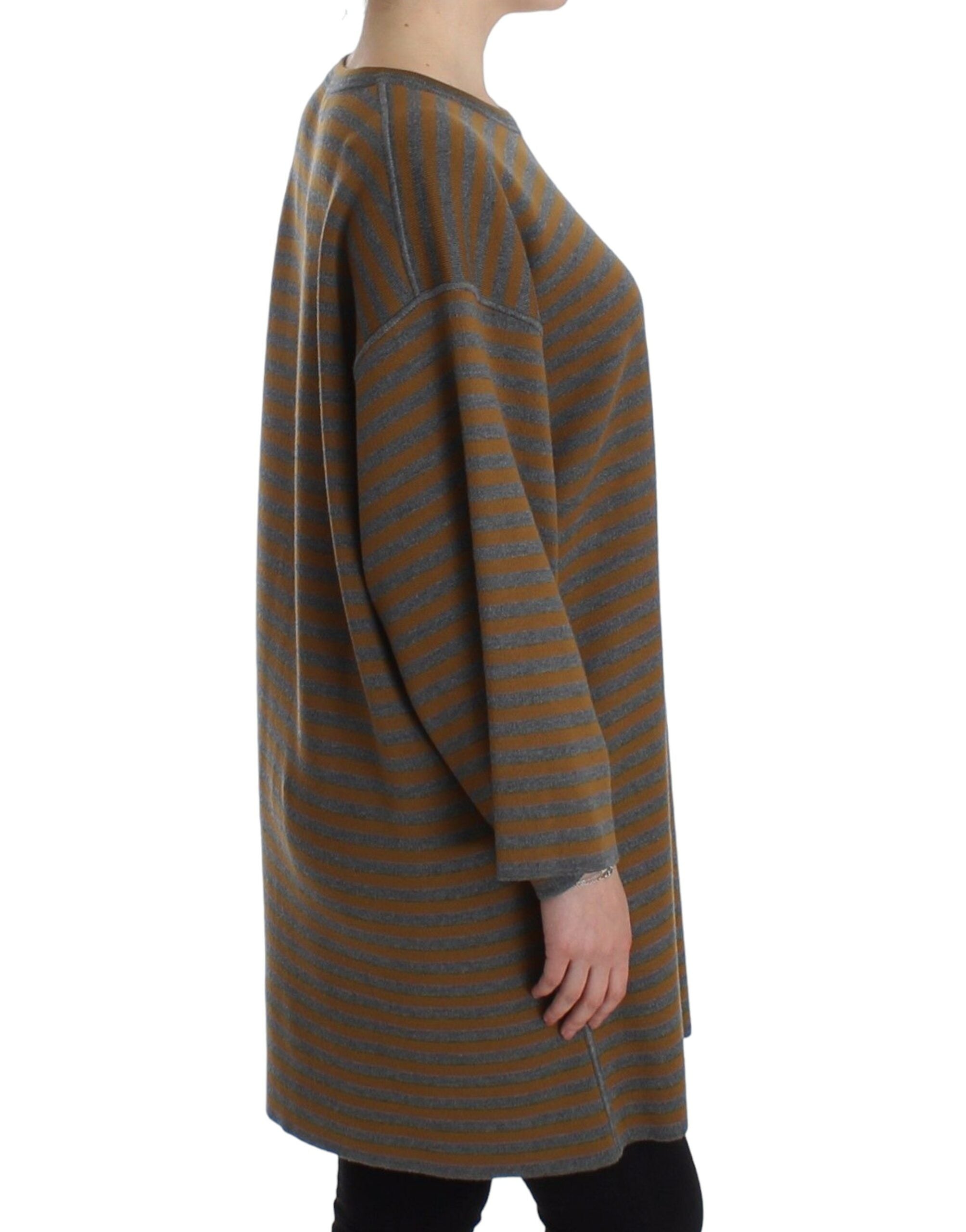 Dolce & Gabbana Oversized Gray Yellow Striped Sweater Top - Whispers Of Wisdom Clothing