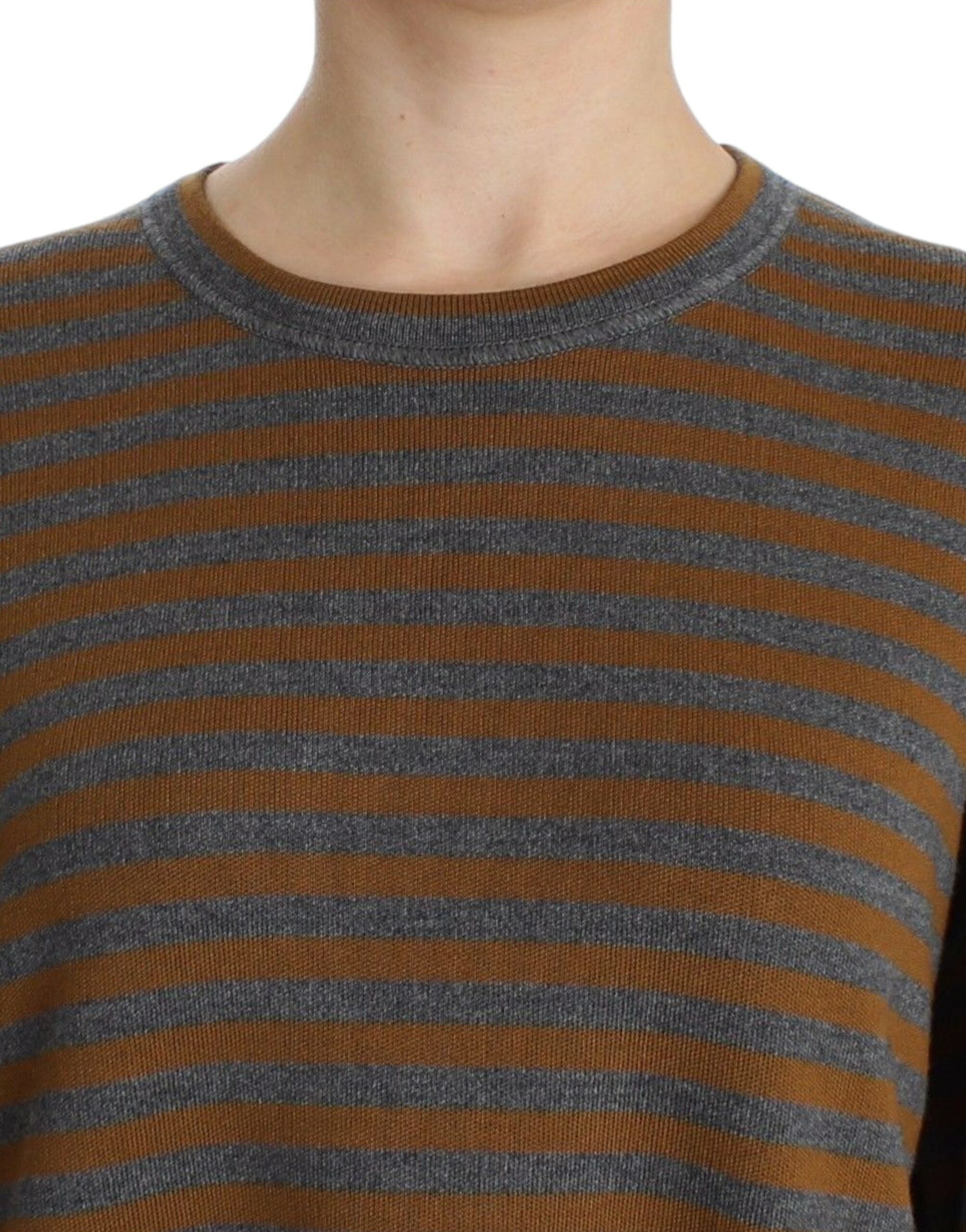 Dolce & Gabbana Oversized Gray Yellow Striped Sweater Top - Whispers Of Wisdom Clothing