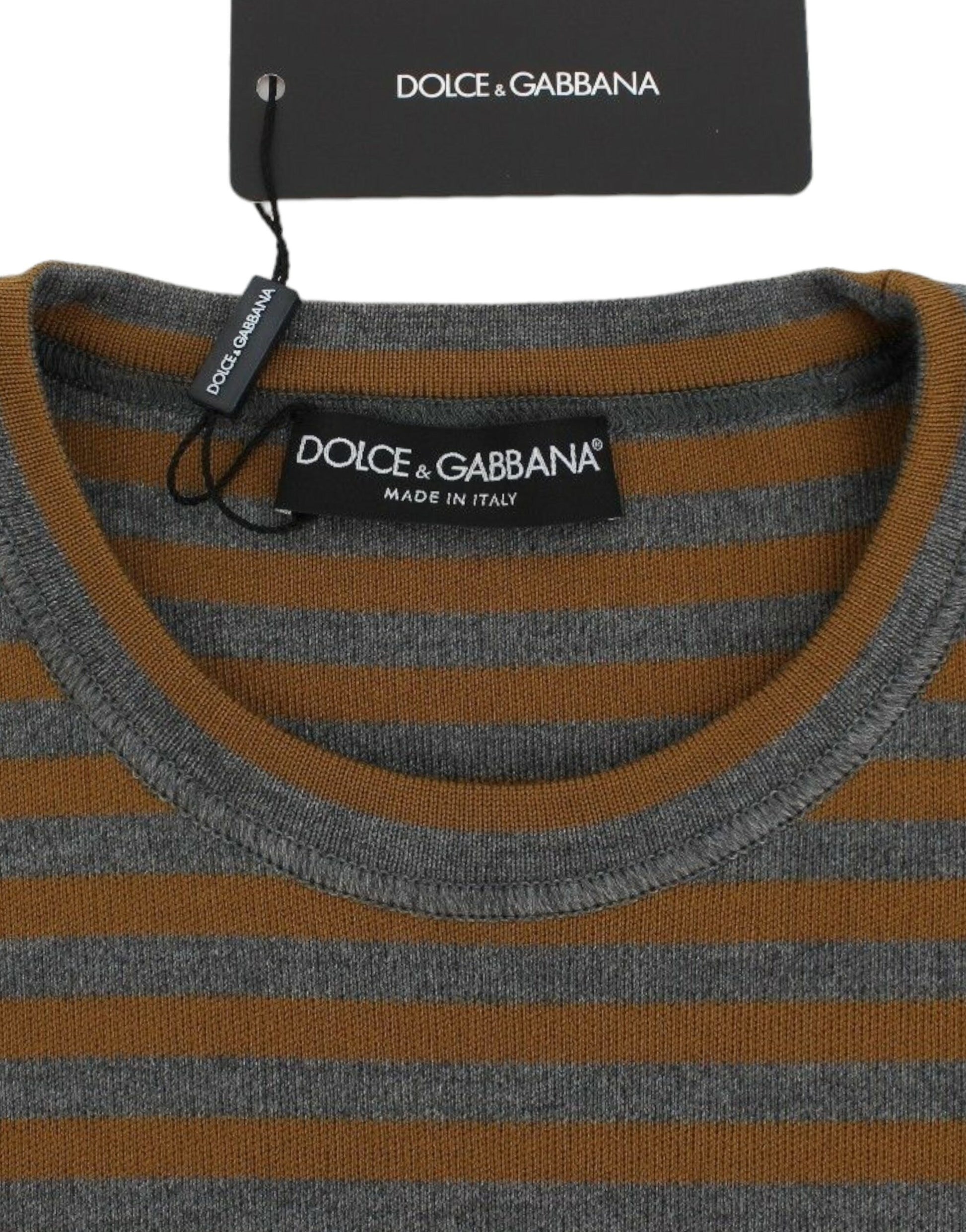 Dolce & Gabbana Oversized Gray Yellow Striped Sweater Top - Whispers Of Wisdom Clothing