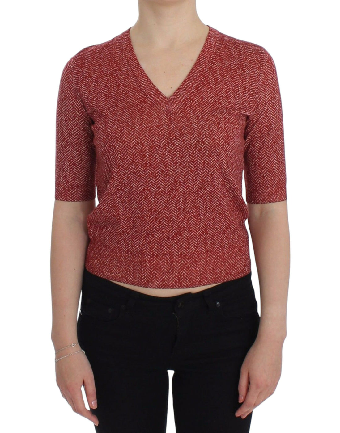 Dolce & Gabbana Red Wool Tweed Short Sleeve Sweater Pullover - Whispers Of Wisdom Clothing