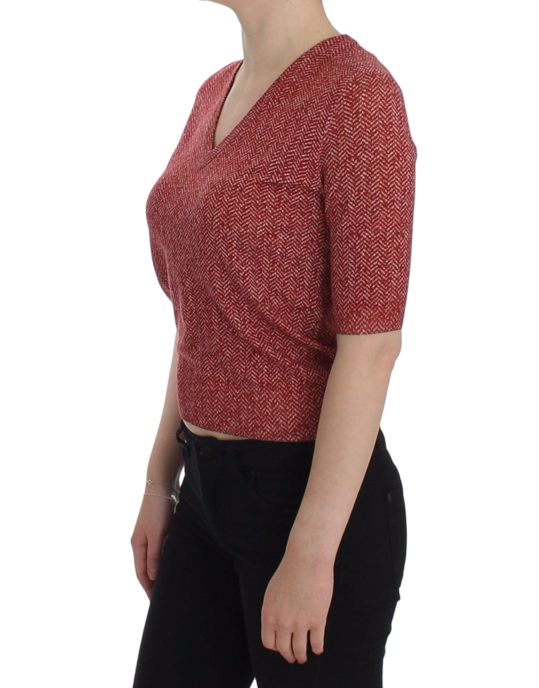 Dolce & Gabbana Red Wool Tweed Short Sleeve Sweater Pullover - Whispers Of Wisdom Clothing