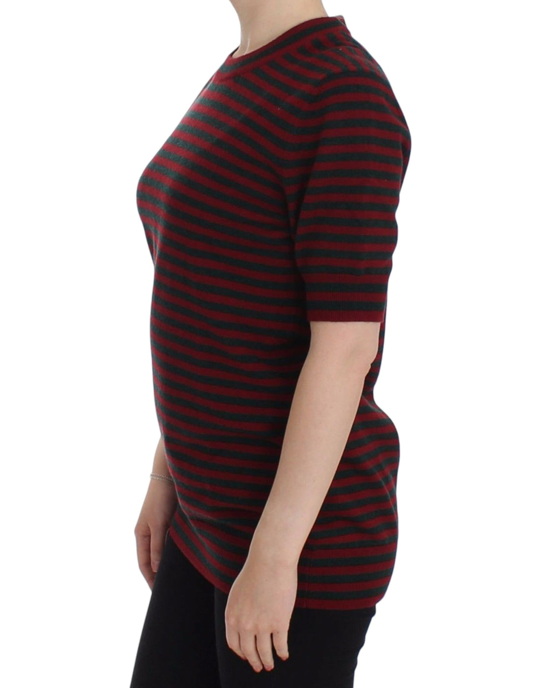 Dolce & Gabbana Red Gray Cashmere Short Sleeve Sweater - Whispers Of Wisdom Clothing