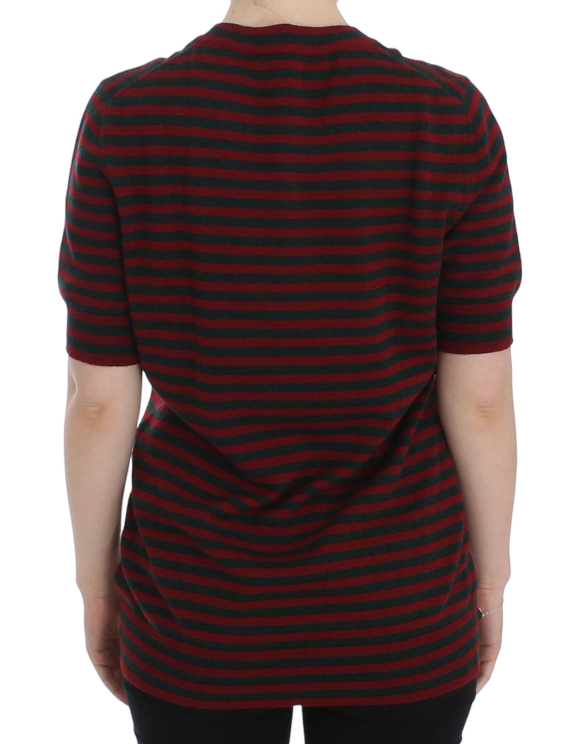 Dolce & Gabbana Red Gray Cashmere Short Sleeve Sweater - Whispers Of Wisdom Clothing