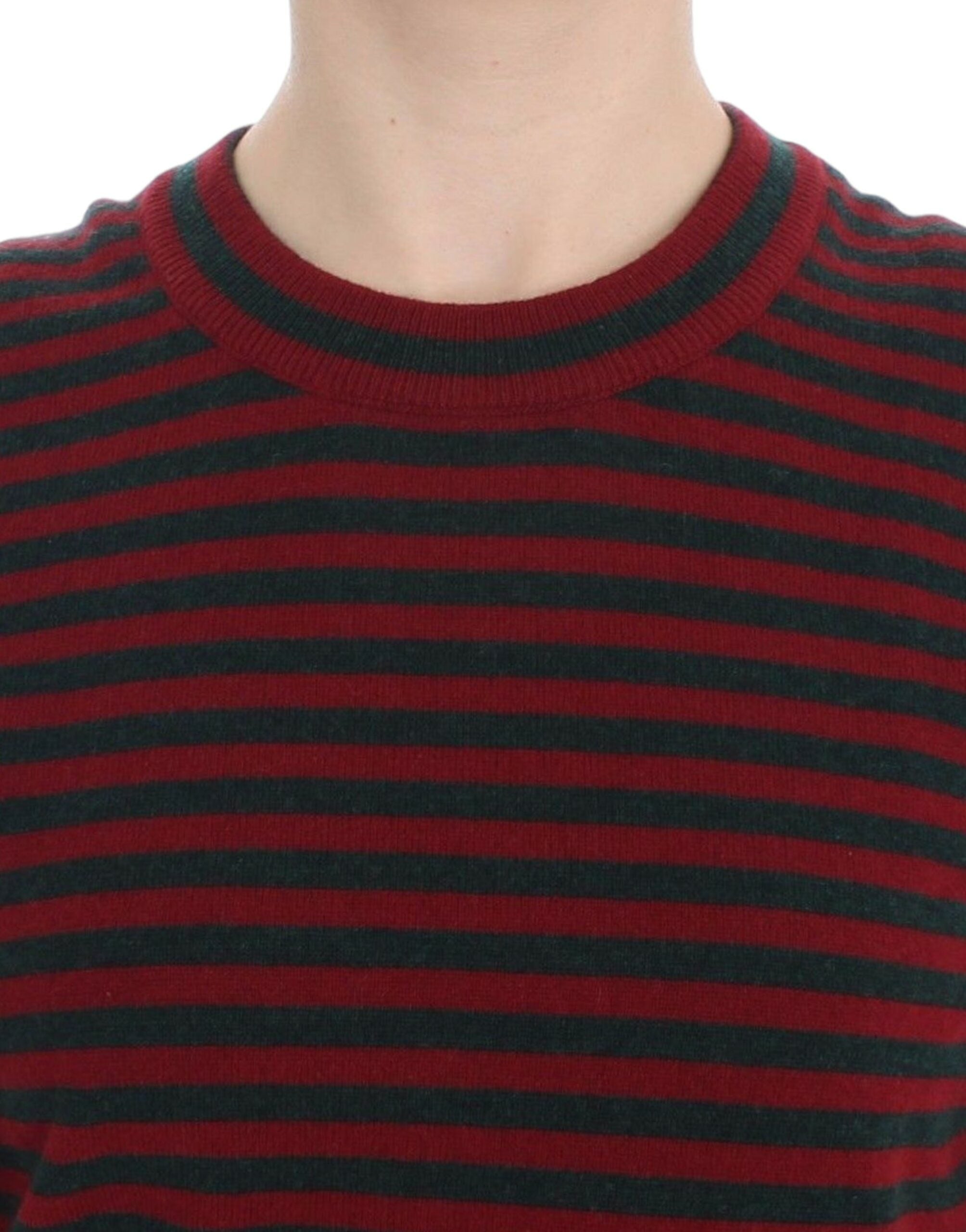 Dolce & Gabbana Red Gray Cashmere Short Sleeve Sweater - Whispers Of Wisdom Clothing