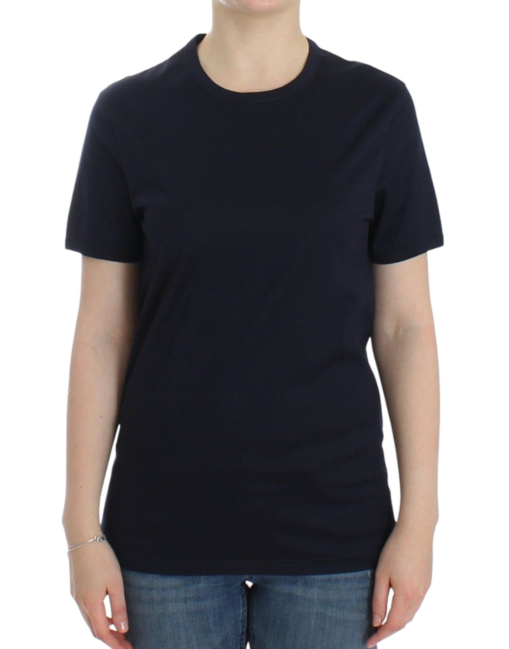 Ermanno Scervino Lingerie Blue Crewneck Cotton Logo T-shirt - Whispers Of Wisdom Clothing