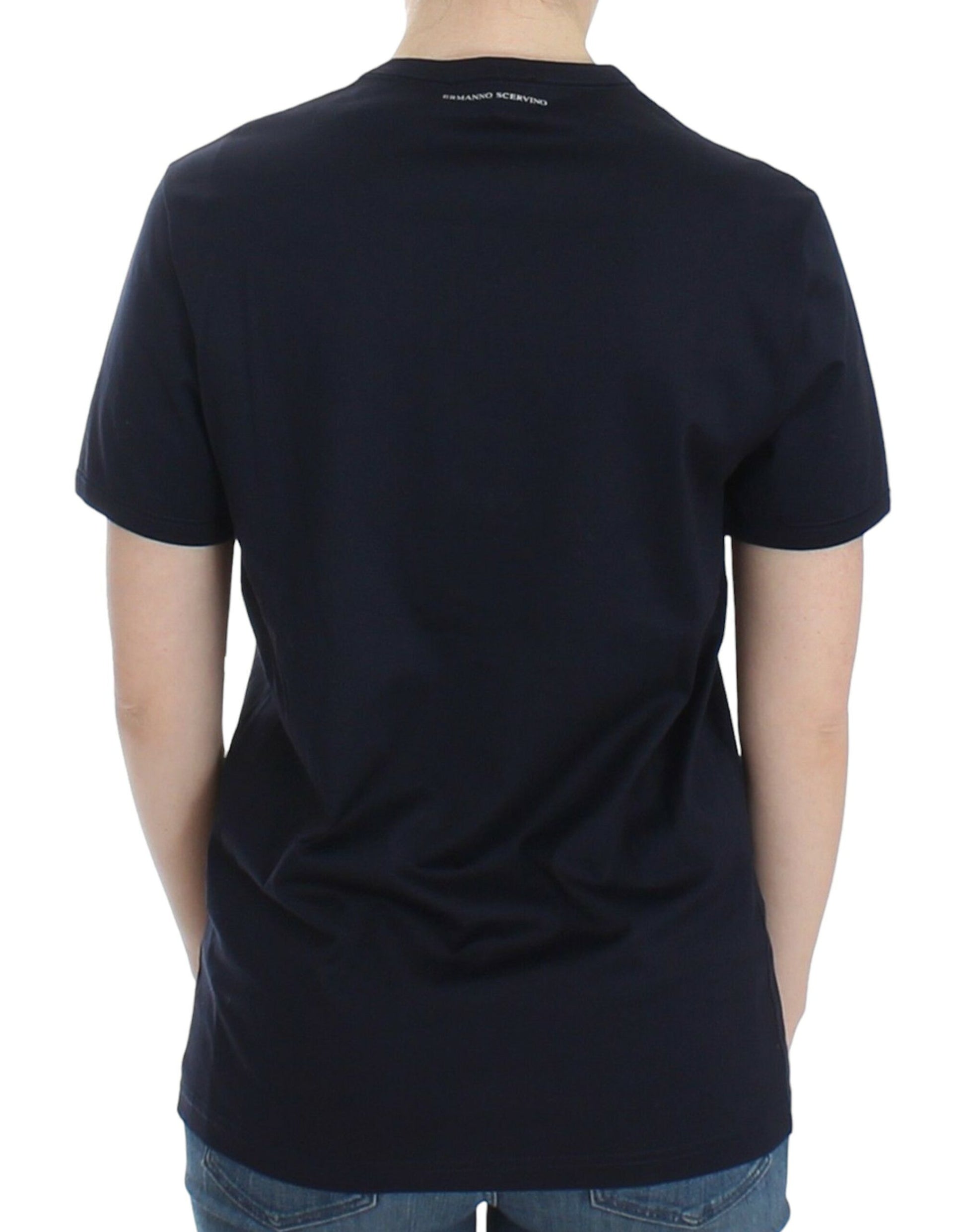Ermanno Scervino Lingerie Blue Crewneck Cotton Logo T-shirt - Whispers Of Wisdom Clothing