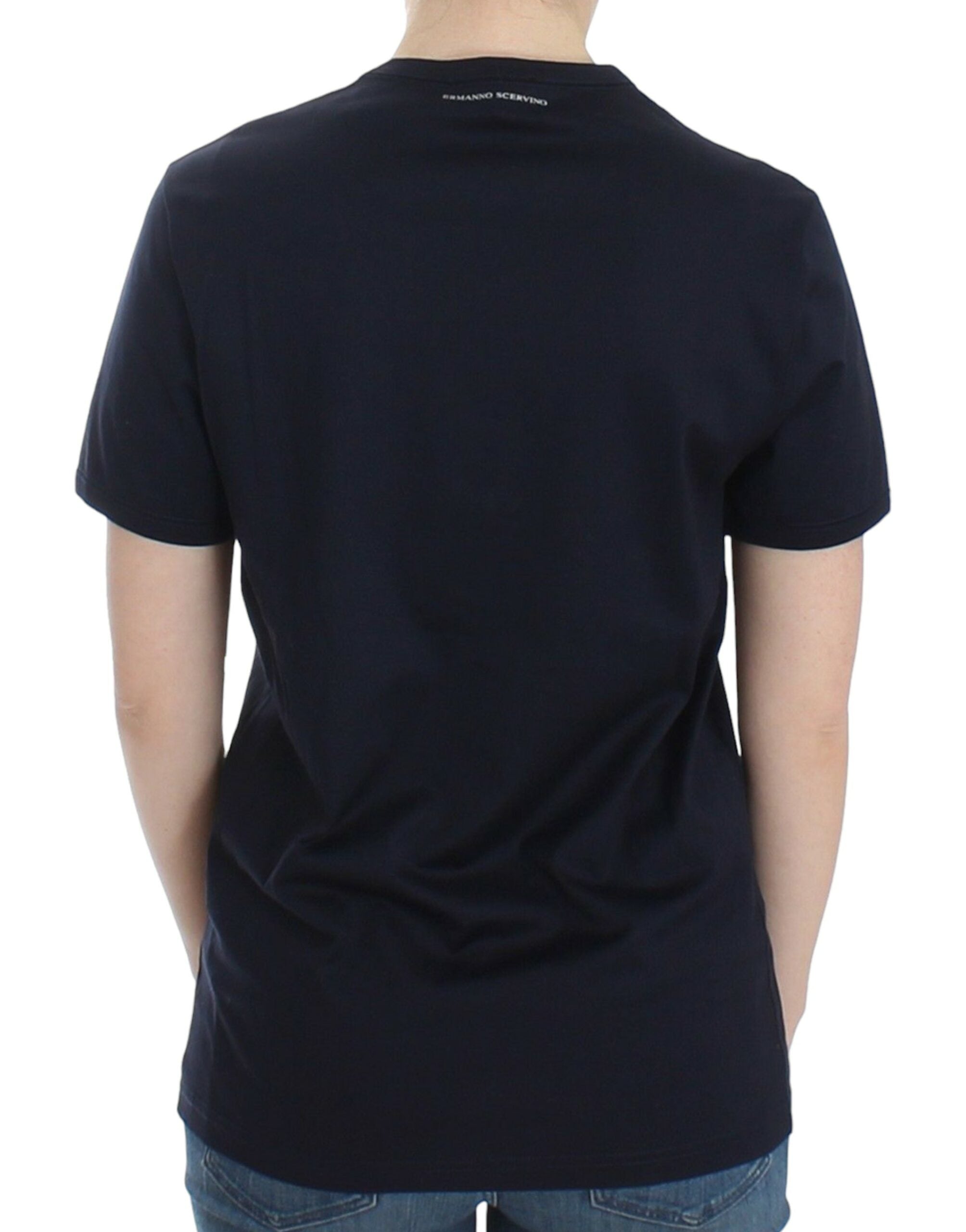 Ermanno Scervino Lingerie Blue Crewneck Cotton Logo T-shirt - Whispers Of Wisdom Clothing