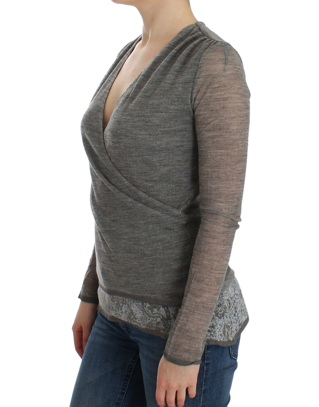 Ermanno Scervino Gray Wool Blend Stretch Long Sleeve Sweater - Whispers Of Wisdom Clothing